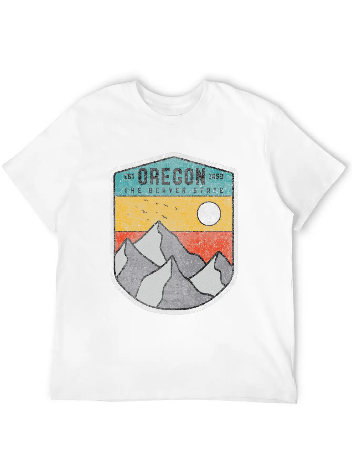 Oregon The Beaver State Retro Vintage Mountain Relaxed Everyday Tee – Lightweight And Durable Cotton