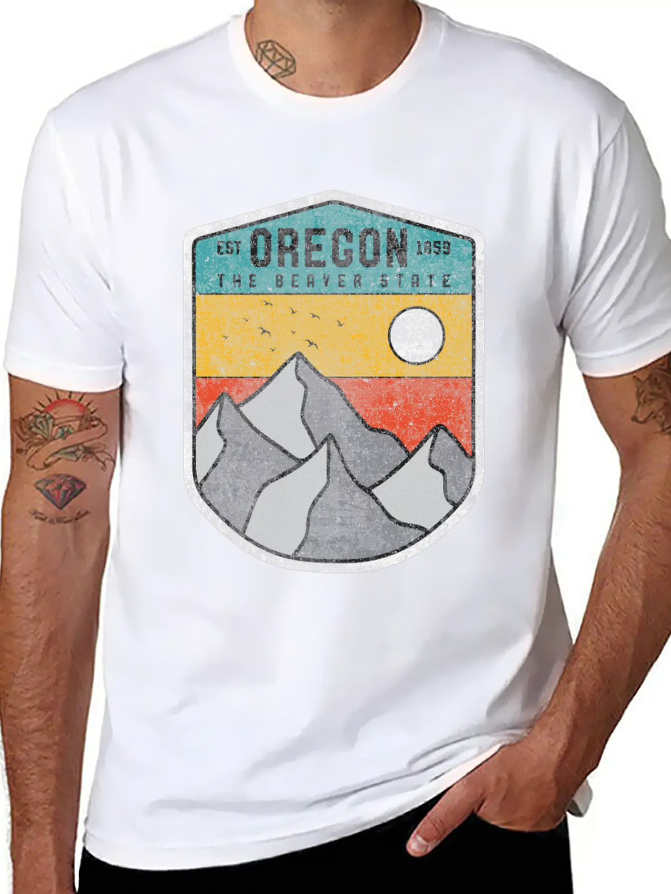 Oregon The Beaver State Retro Vintage Mountain Relaxed Everyday Tee – Lightweight And Durable Cotton