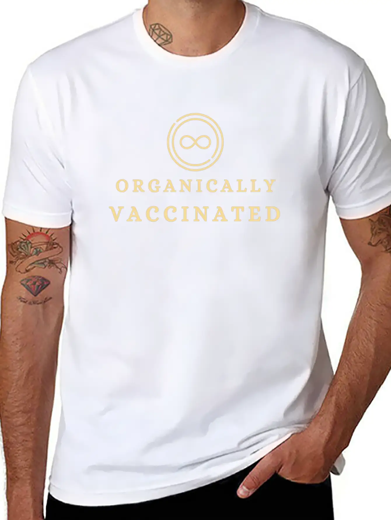 Organically Vaccinated Essential T Shirt Lightweight Cotton T-Shirt – Daily Comfort Graphic Shirt