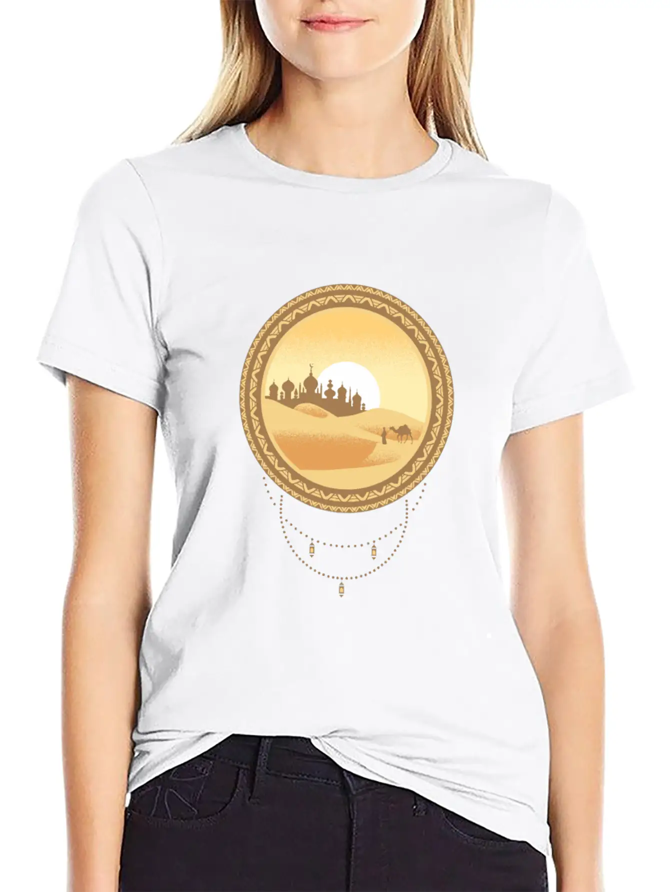 Oriental Desert Town Essential Cotton Tee For Daily Outfits – Unisex Style