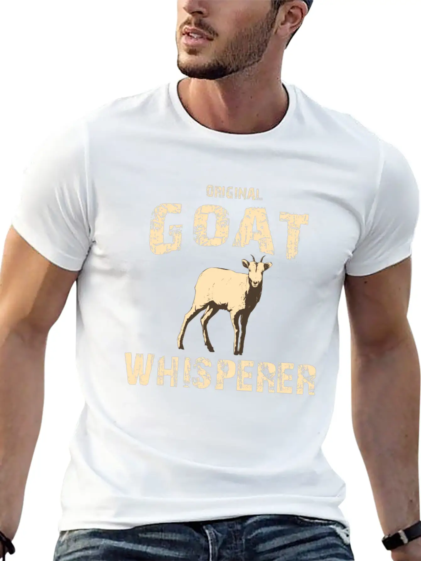 Original Goat Whisperer, Goat Gift, Farm Life Lightweight Cotton T-Shirt – Daily Comfort Graphic Shirt