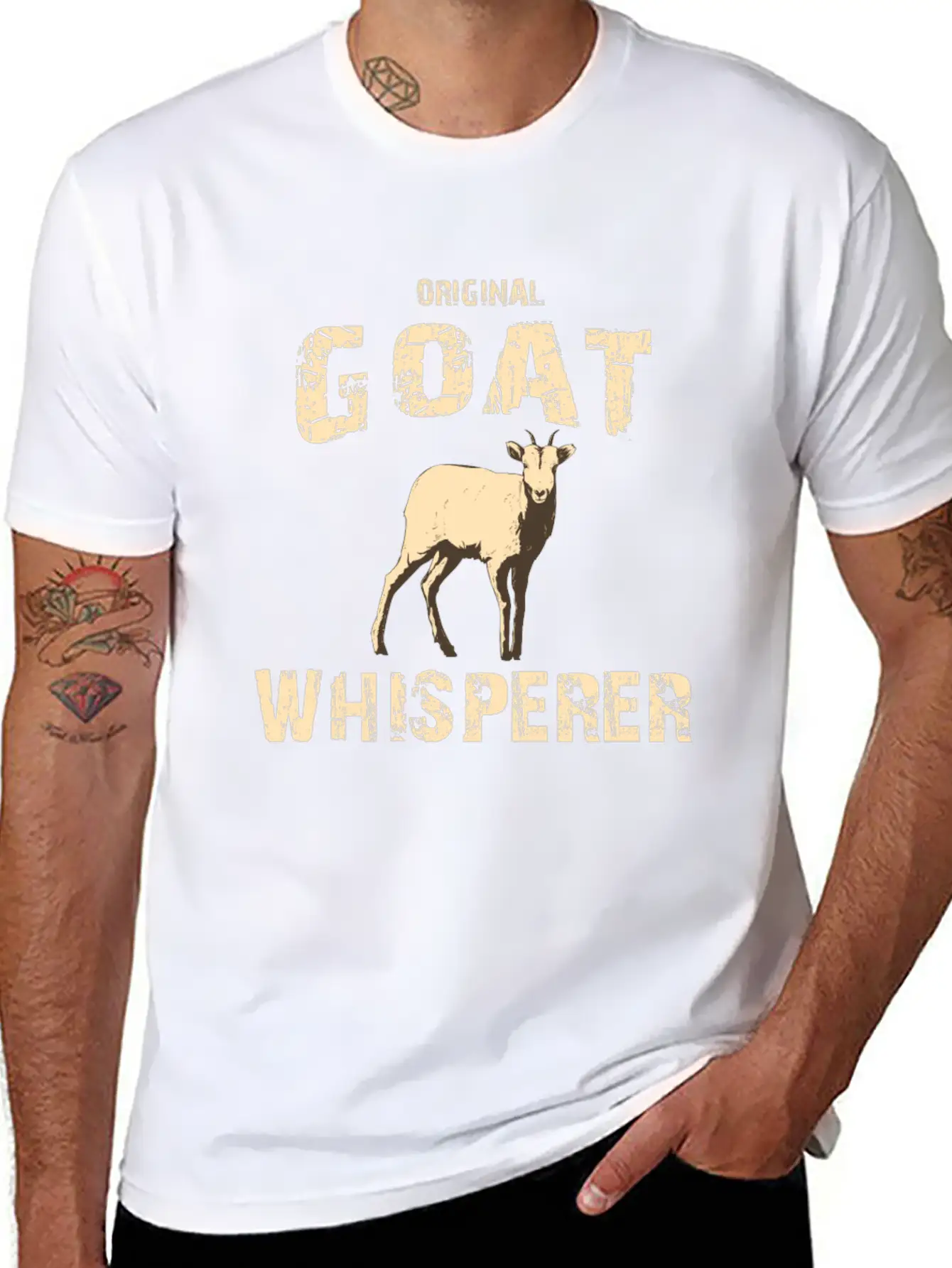 Original Goat Whisperer, Goat Gift, Farm Life Lightweight Cotton T-Shirt – Daily Comfort Graphic Shirt