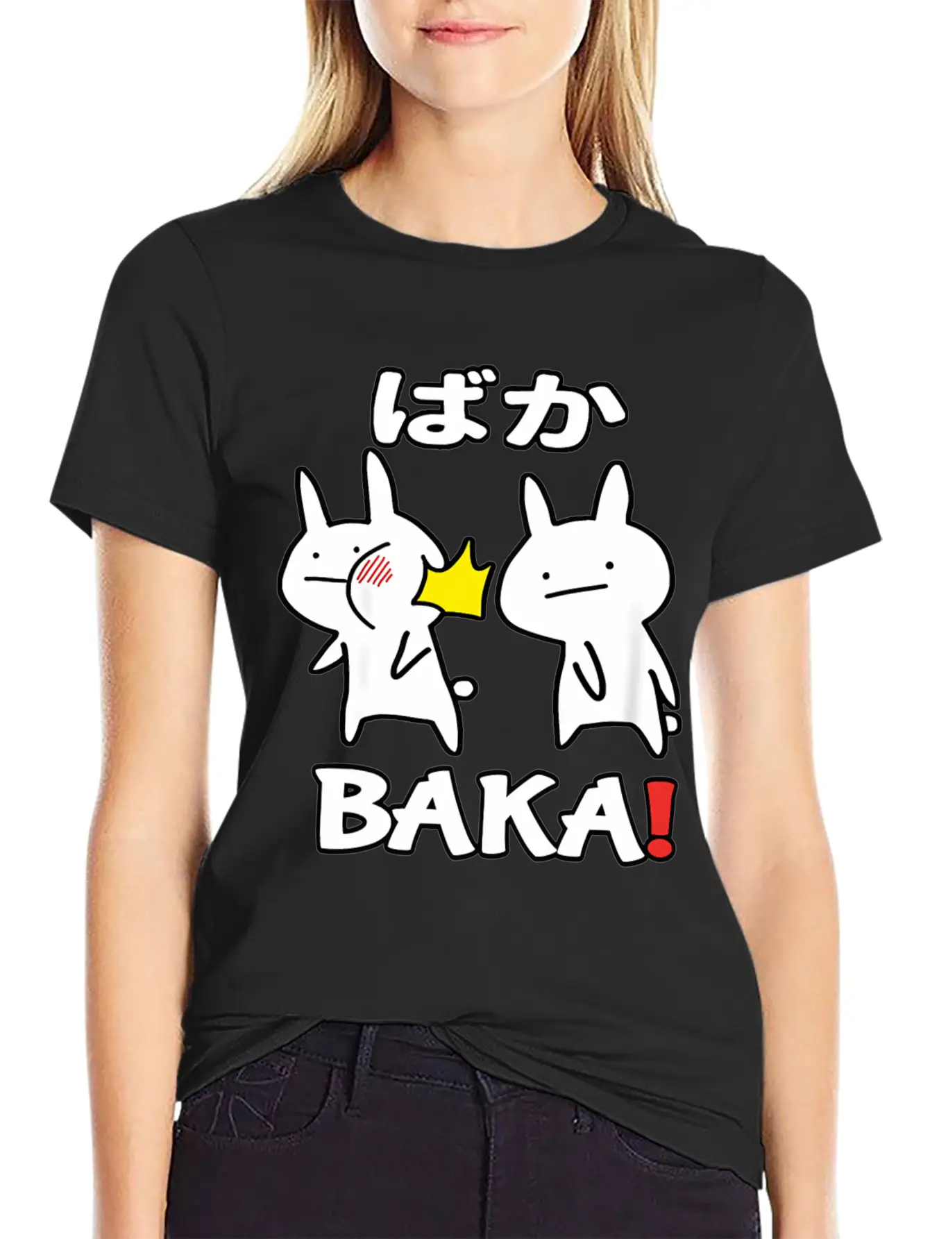 Otaku Japan Anime Baka Rabbit Slap Stylish Everyday T-Shirt – Unisex Basic Cotton Tee