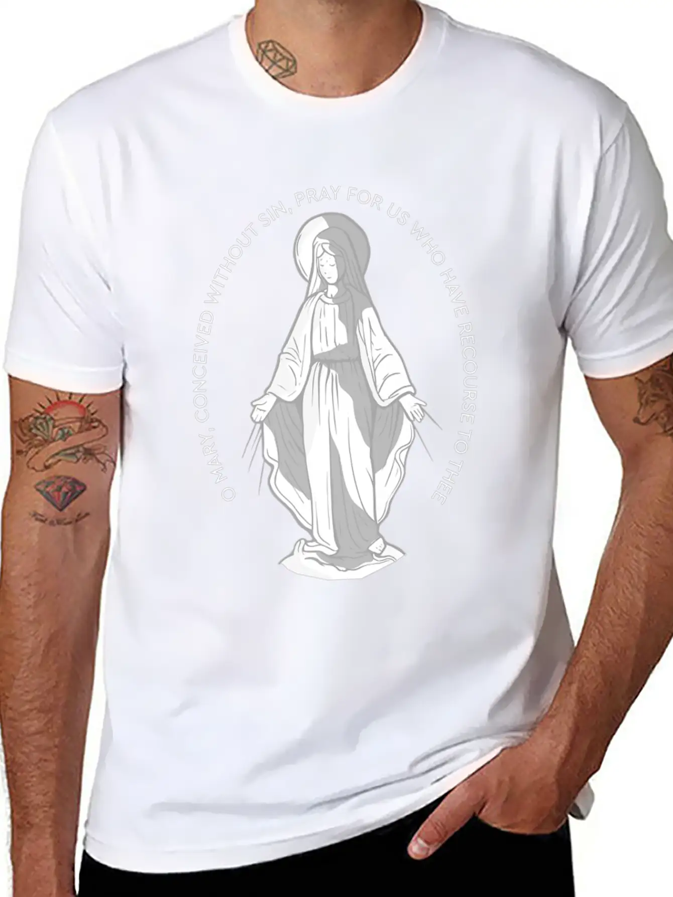 Our Lady Of Grace Medal Mary Catholic F Unisex Casual T-Shirt – Clean Design For Daily Comfort