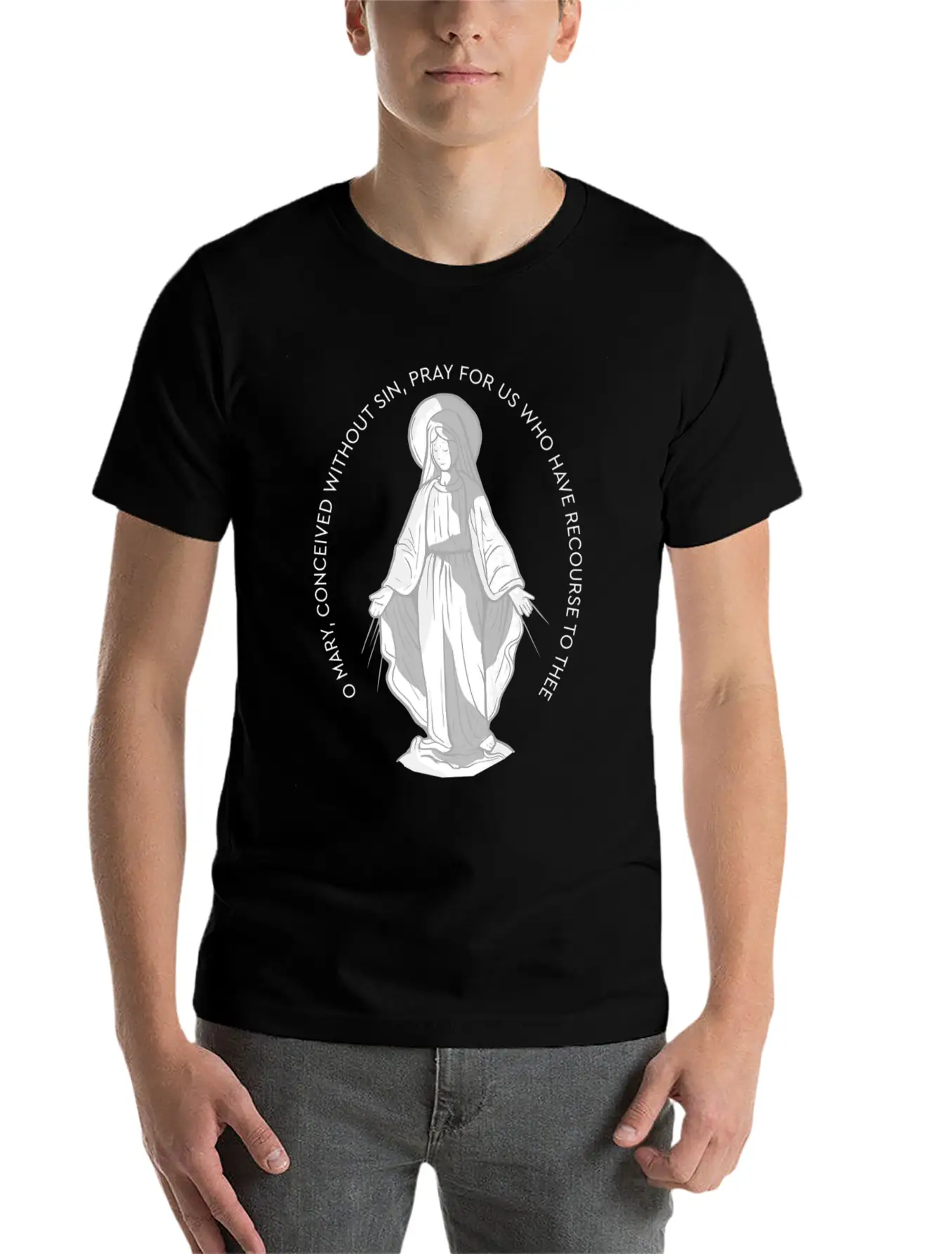 Our Lady Of Grace Medal Mary Catholic F Unisex Casual T-Shirt – Clean Design For Daily Comfort