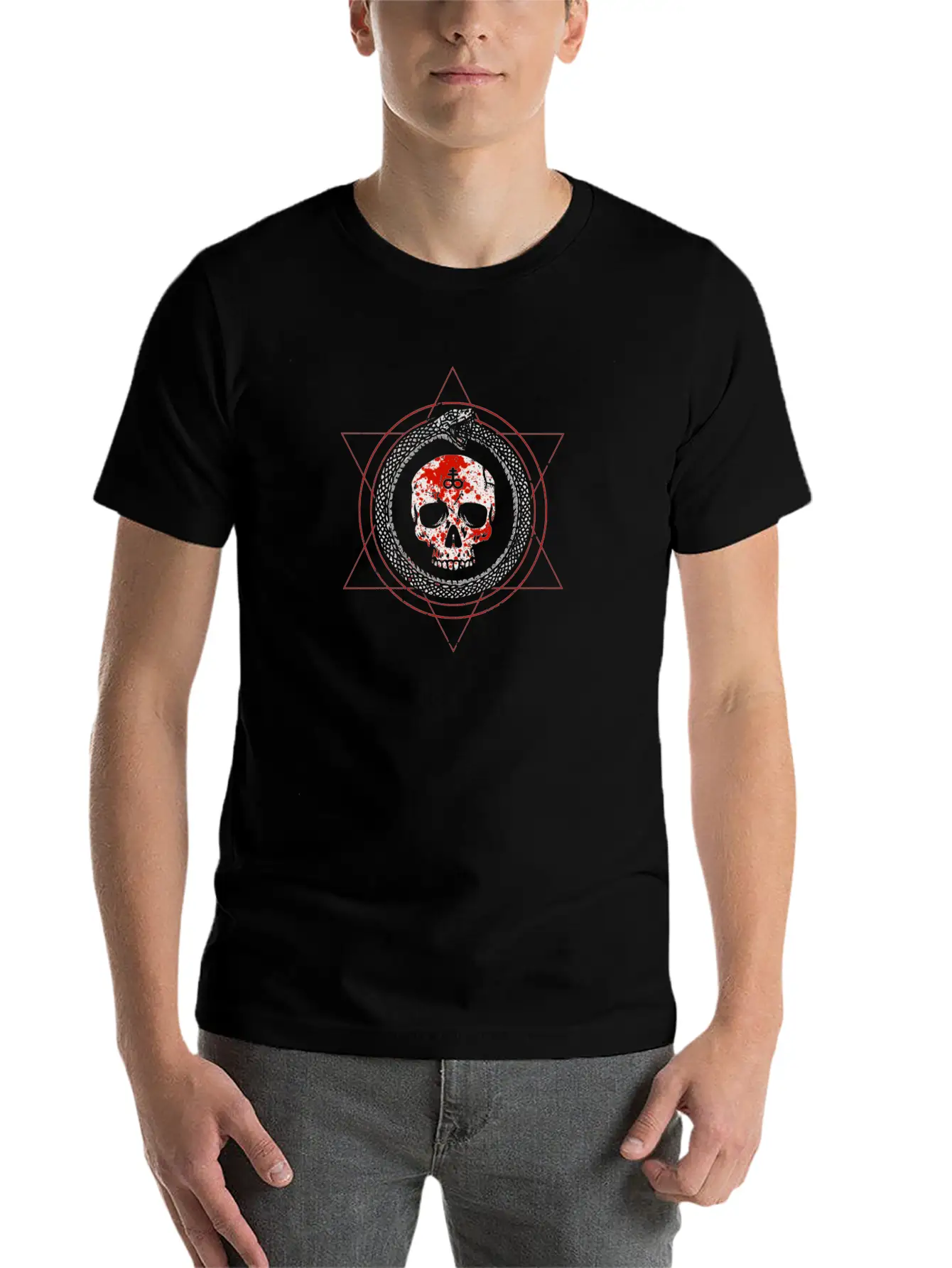 Ouroboros Skull Occult Gothic Goth Baphomet Unisex Casual T-Shirt – Clean Design For Daily Comfort