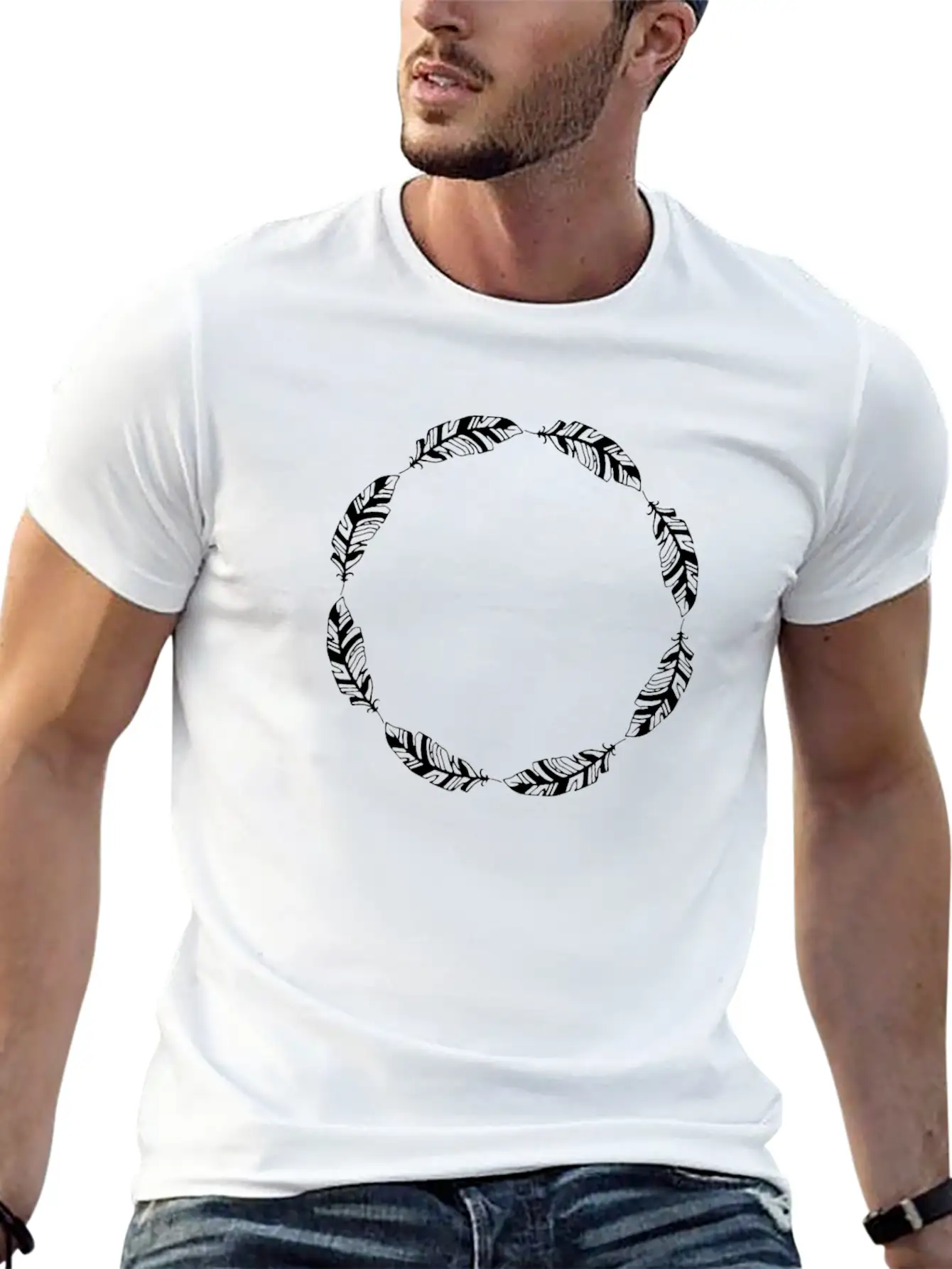 Outline Circle Frame Spring Spring Design Relaxed Everyday Tee – Lightweight And Durable Cotton