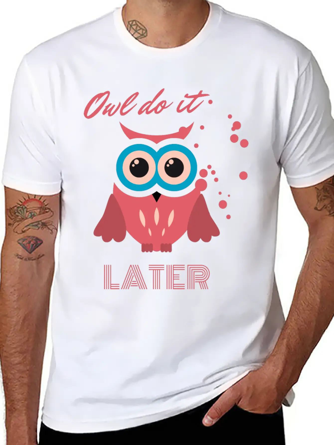 Owl Do It Later. Cute Little Owl. Lightweight Cotton T-Shirt – Daily Comfort Graphic Shirt