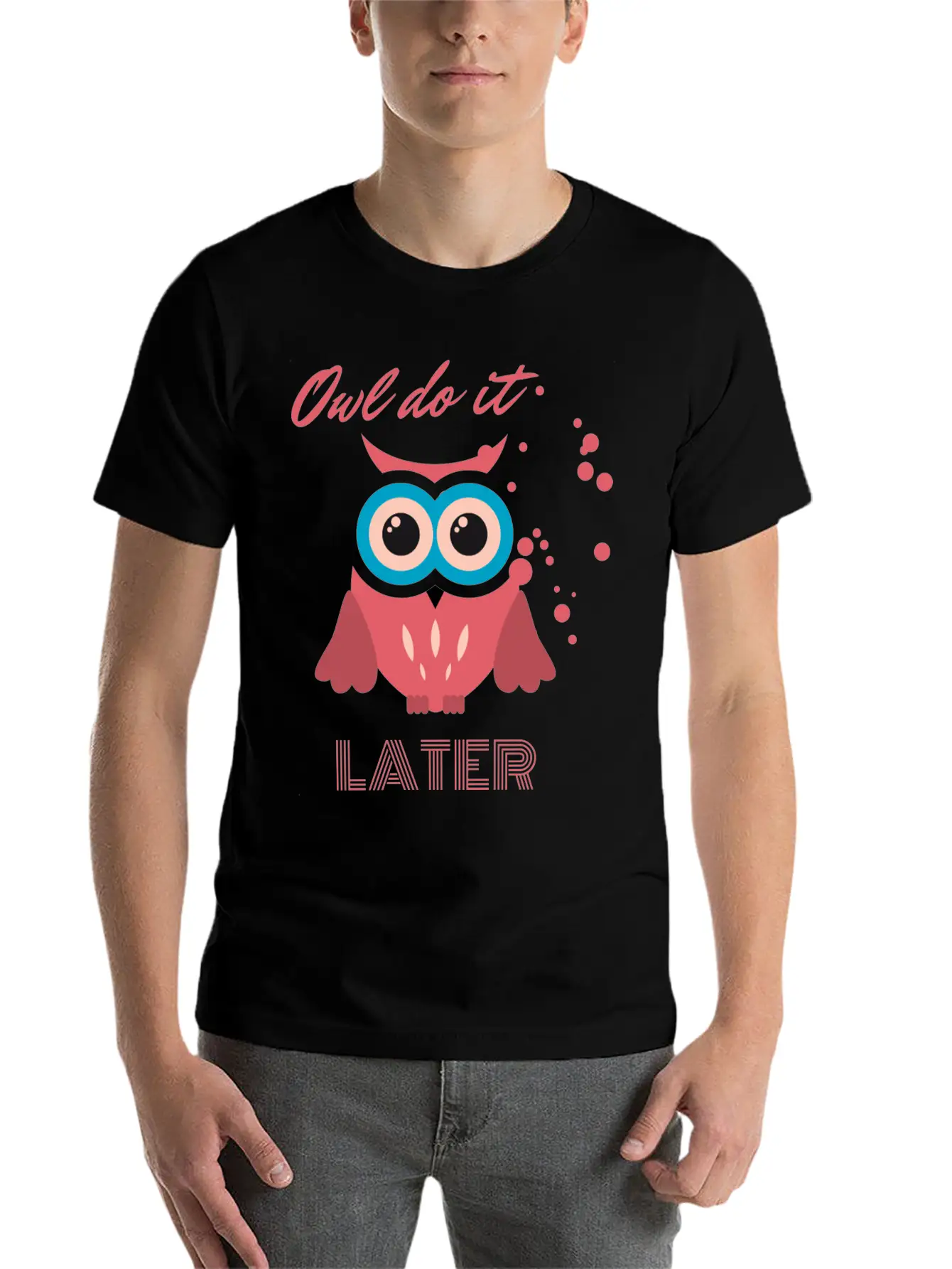 Owl Do It Later. Cute Little Owl. Lightweight Cotton T-Shirt – Daily Comfort Graphic Shirt