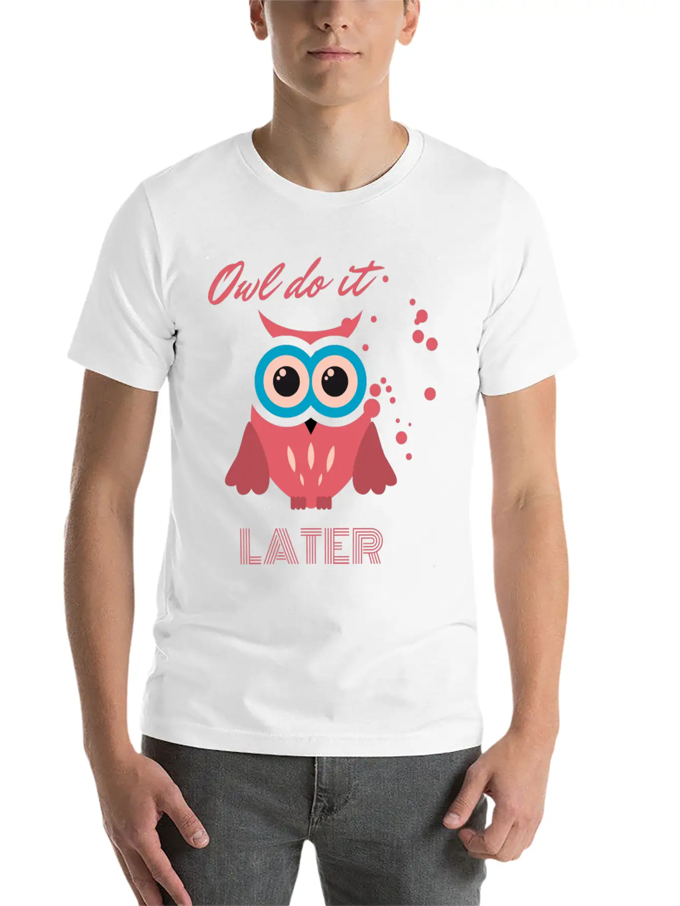 Owl Do It Later. Cute Little Owl. Lightweight Cotton T-Shirt – Daily Comfort Graphic Shirt