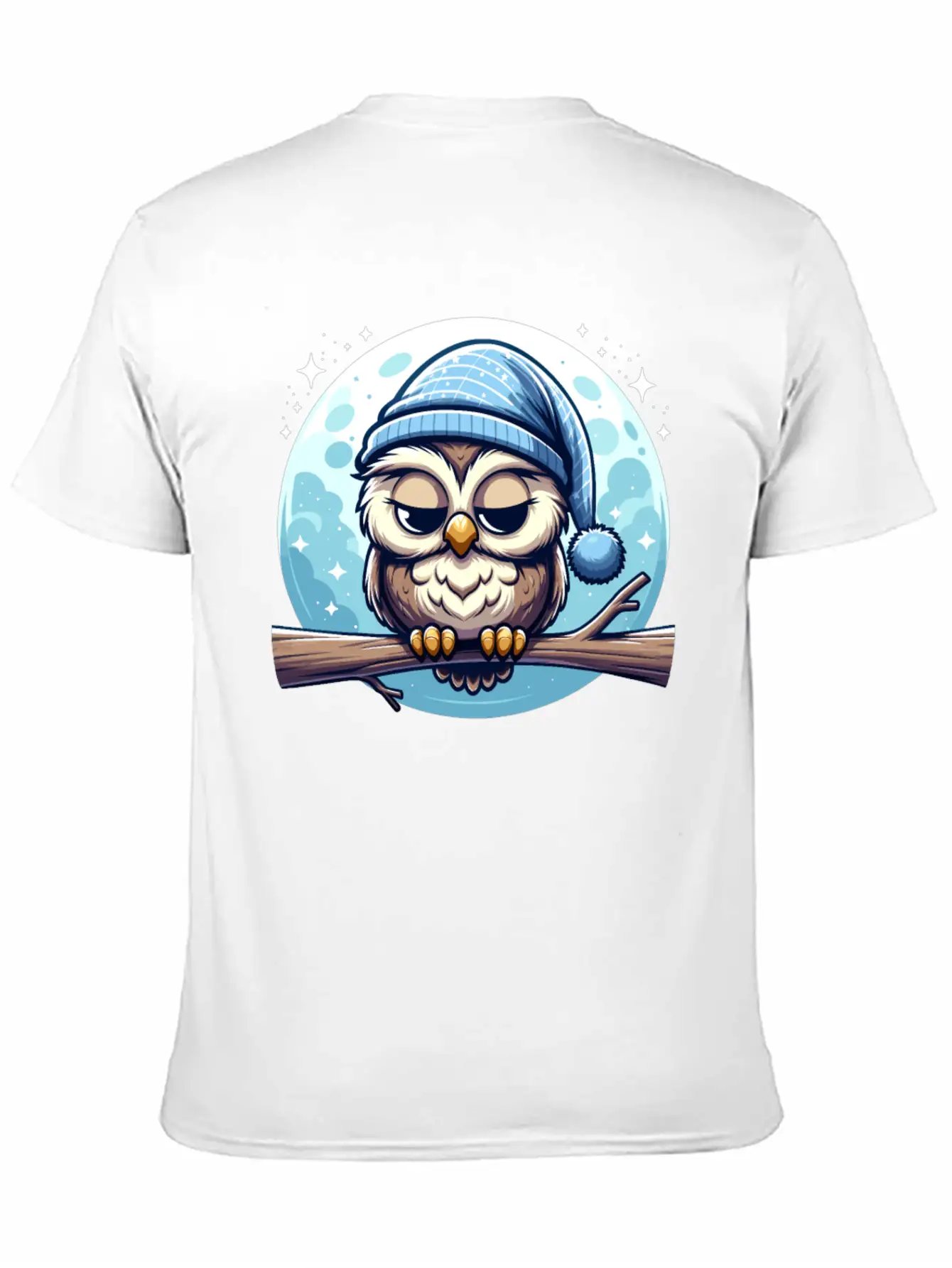 Owl Nightcap Sleeping Owl Moon Lightweight Cotton T-Shirt – Daily Comfort Graphic Shirt