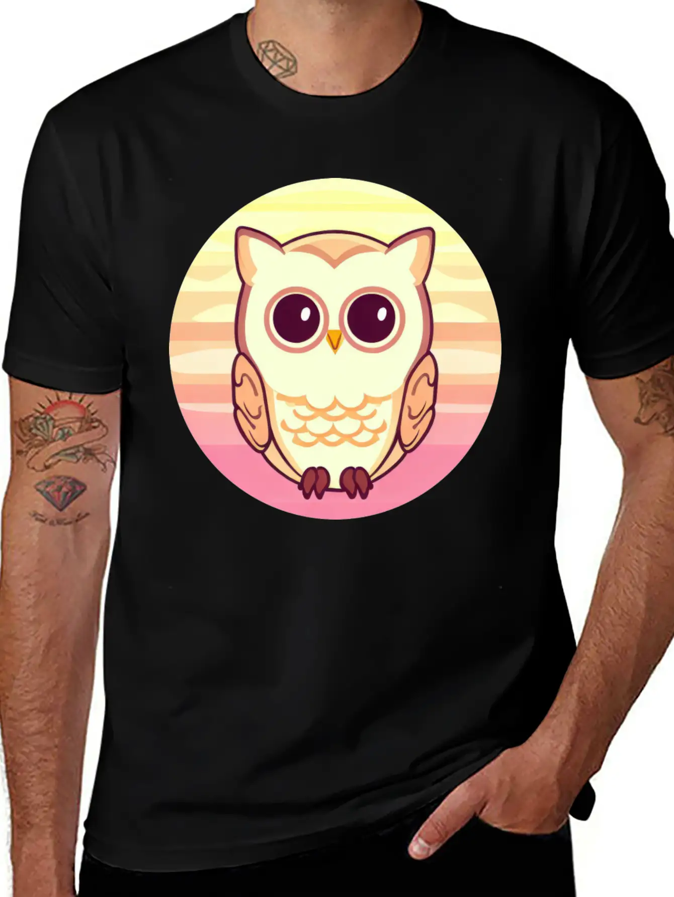 Owl Sunset Design Unisex Casual T-Shirt – Clean Design For Daily Comfort
