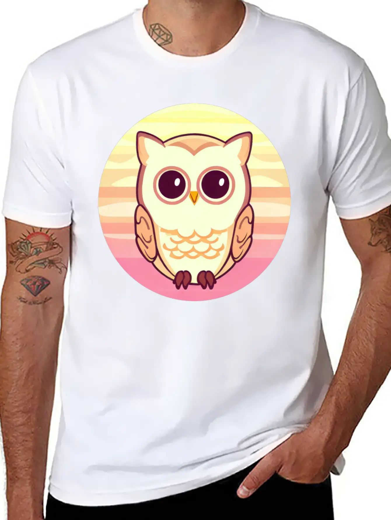 Owl Sunset Design Unisex Casual T-Shirt – Clean Design For Daily Comfort