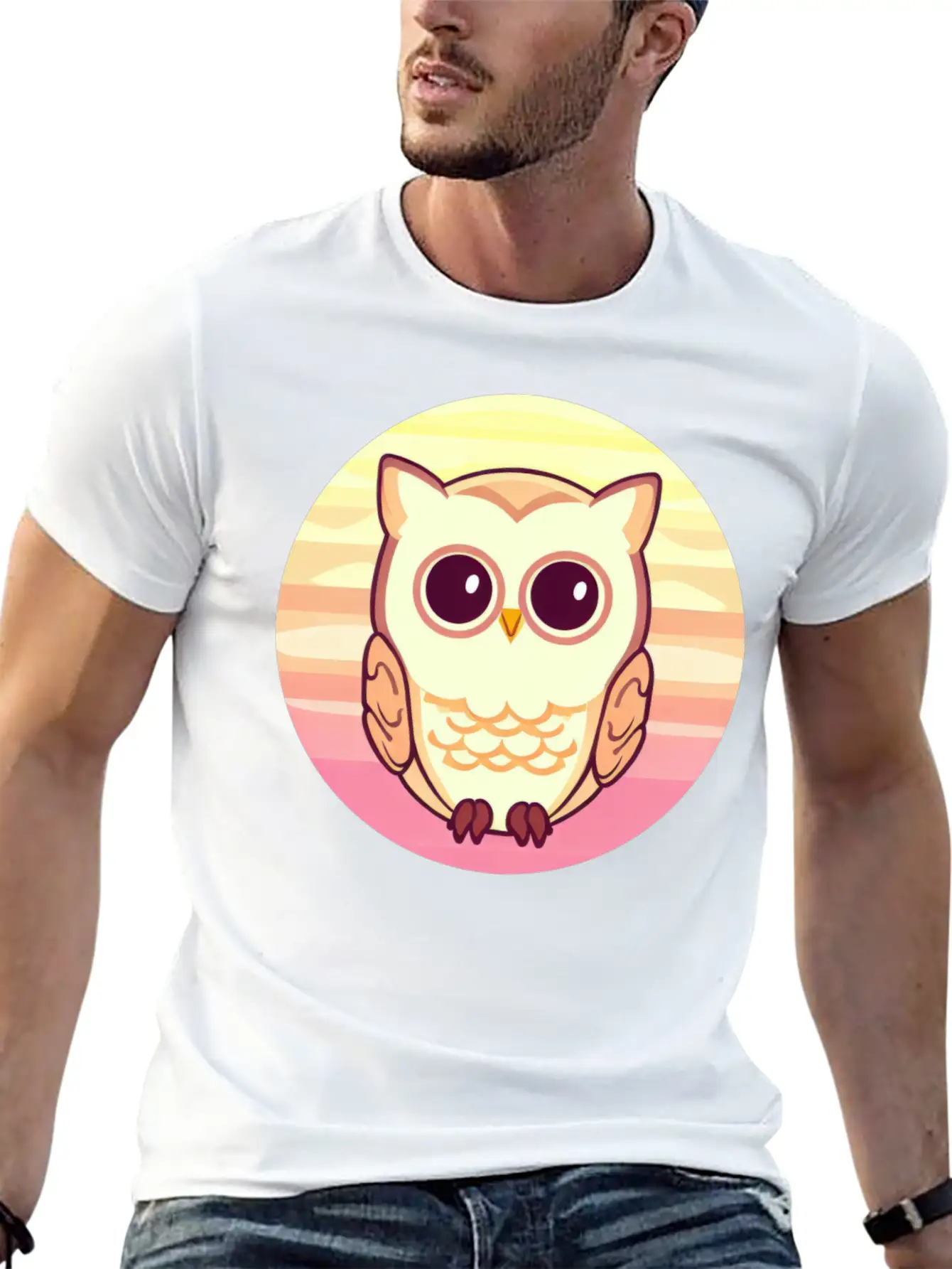 Owl Sunset Design Unisex Casual T-Shirt – Clean Design For Daily Comfort