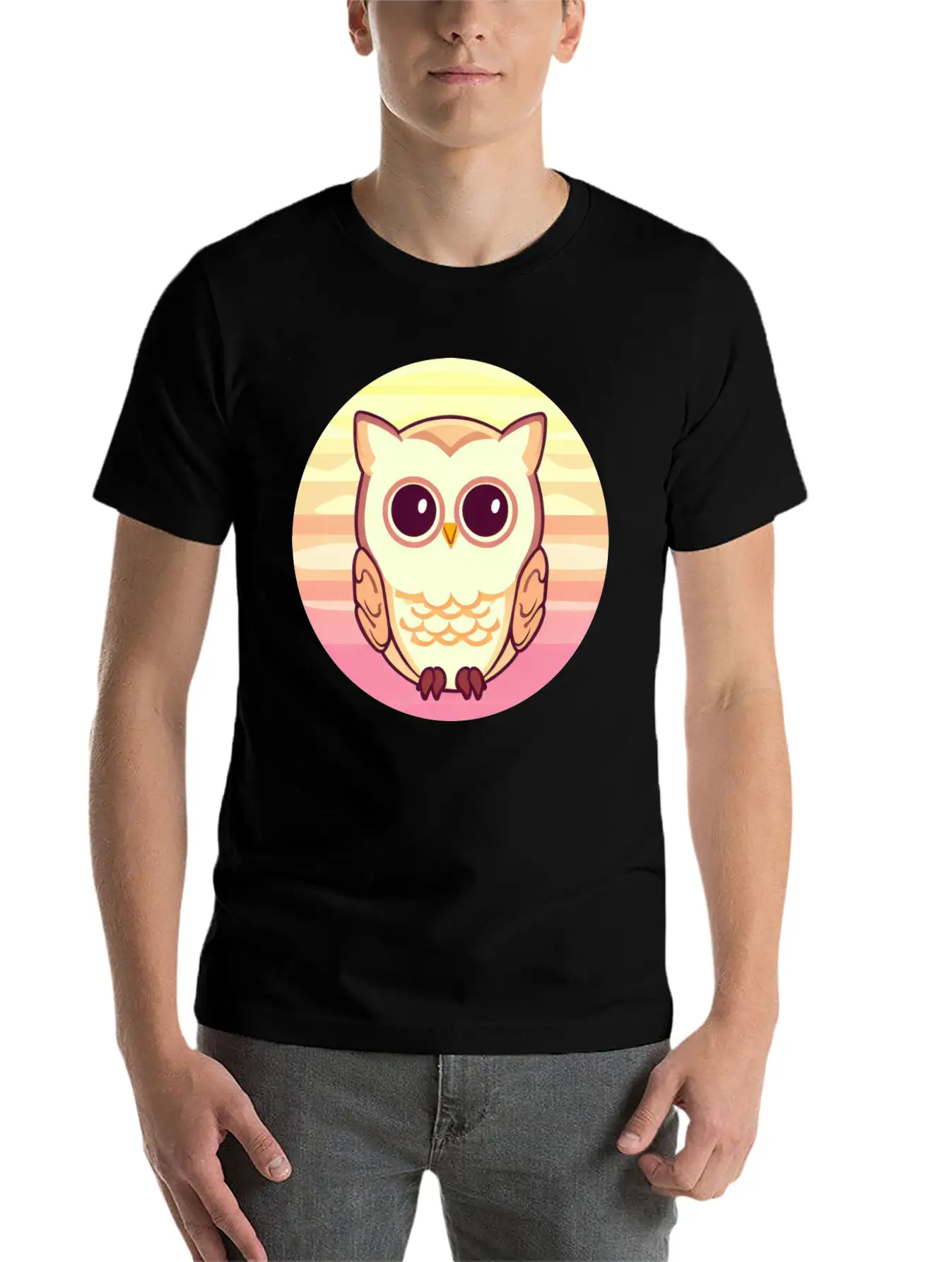 Owl Sunset Design Unisex Casual T-Shirt – Clean Design For Daily Comfort