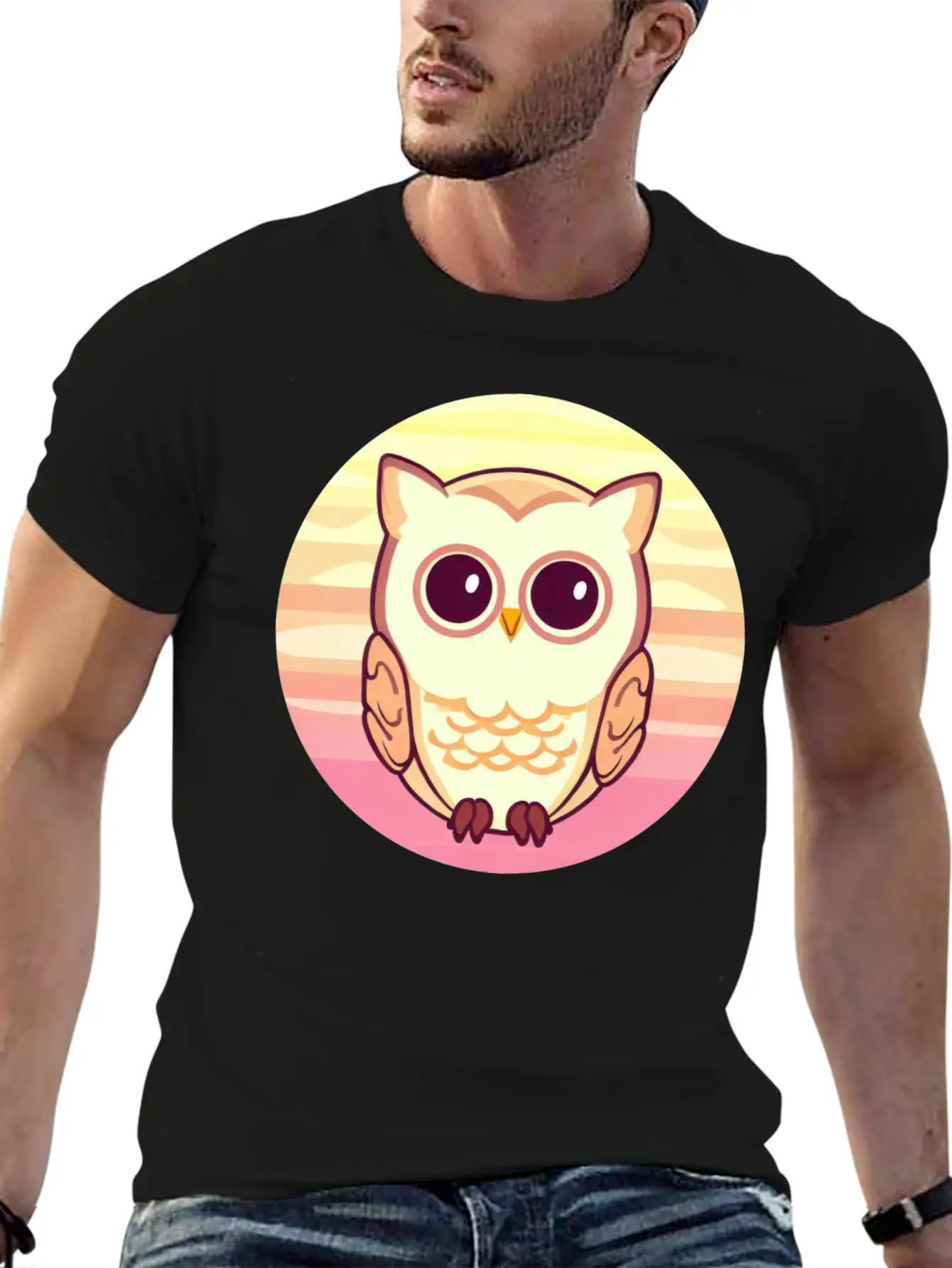 Owl Sunset Design Unisex Casual T-Shirt – Clean Design For Daily Comfort