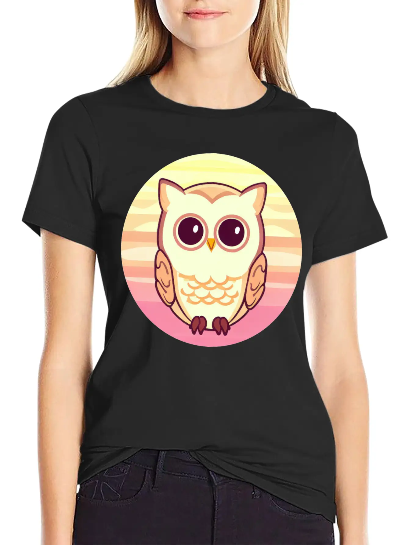 Owl Sunset Design Unisex Casual T-Shirt – Clean Design For Daily Comfort