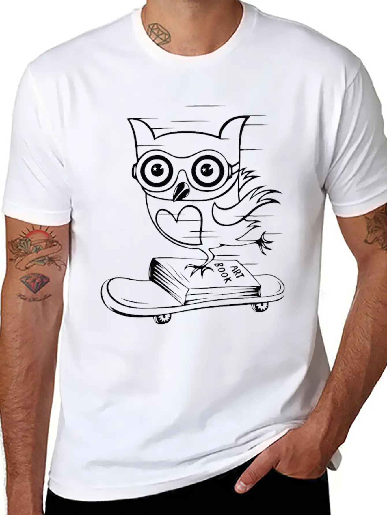 Owl With Skateboard Unisex Casual T-Shirt – Clean Design For Daily Comfort