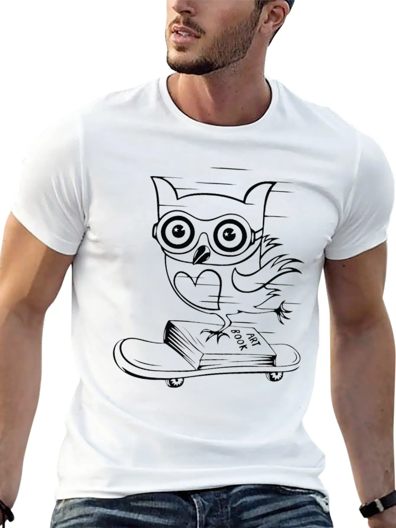 Owl With Skateboard Unisex Casual T-Shirt – Clean Design For Daily Comfort