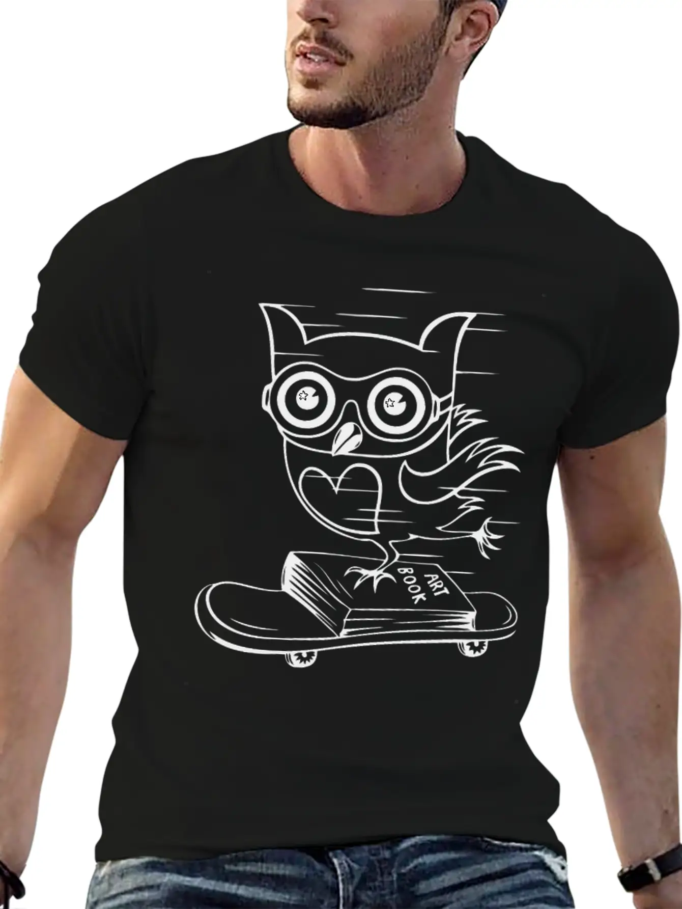 Owl With Skateboard Unisex Casual T-Shirt – Clean Design For Daily Comfort