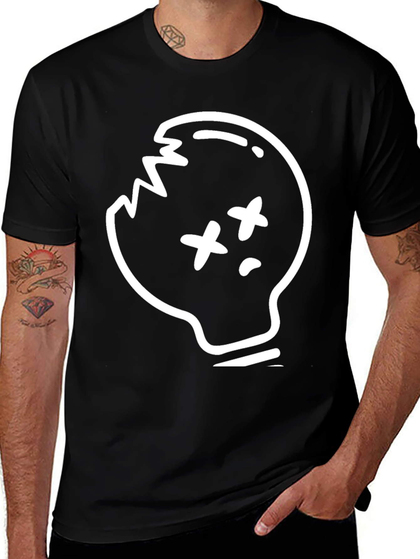 Skull Light Bulb Graphic T-Shirt - Trendy Design