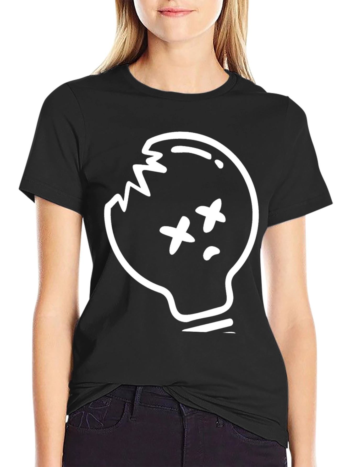 Skull Light Bulb Graphic T-Shirt - Trendy Design