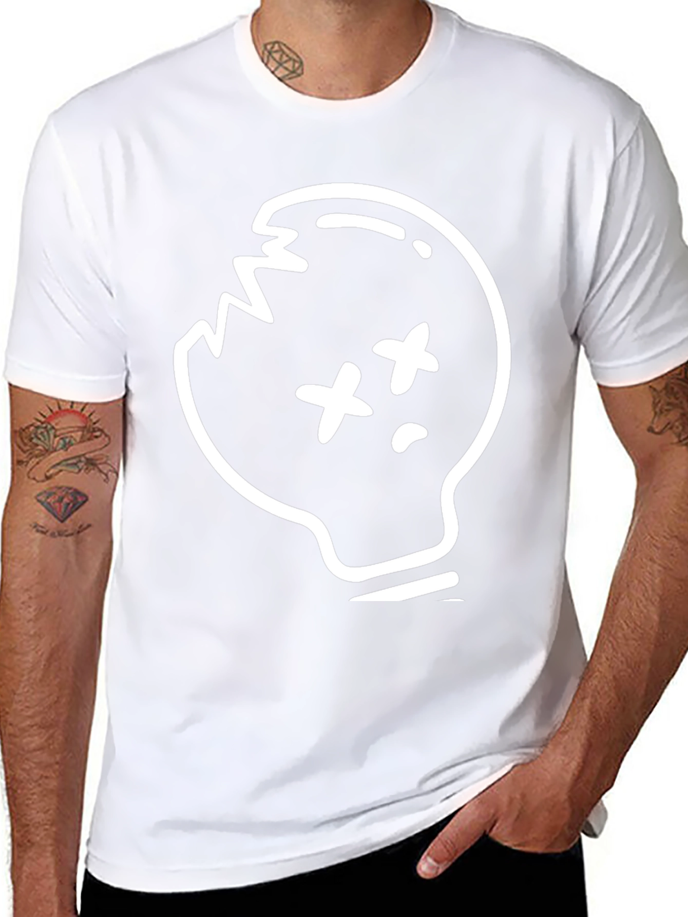 Skull Light Bulb Graphic T-Shirt - Trendy Design