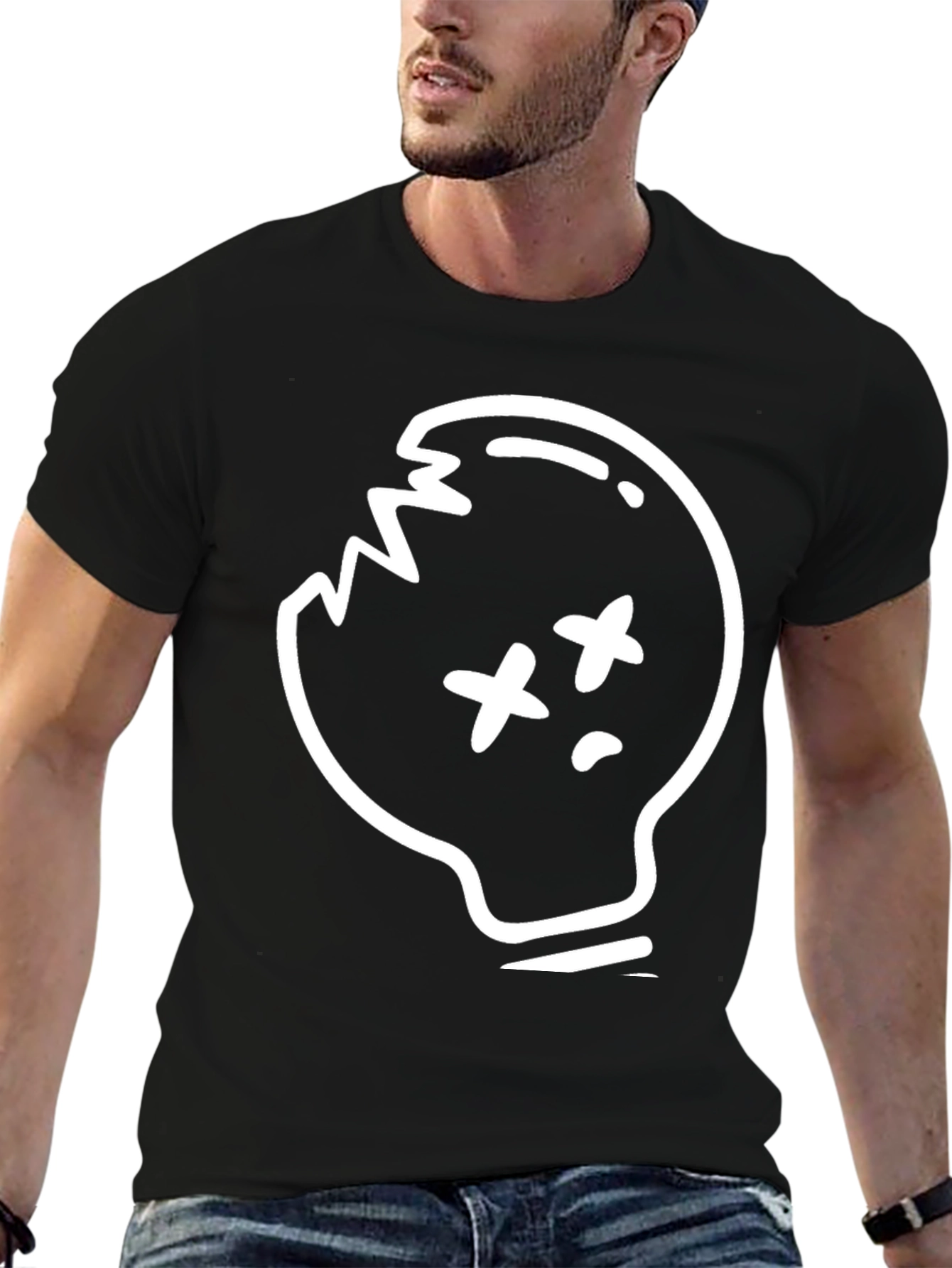 Skull Light Bulb Graphic T-Shirt - Trendy Design