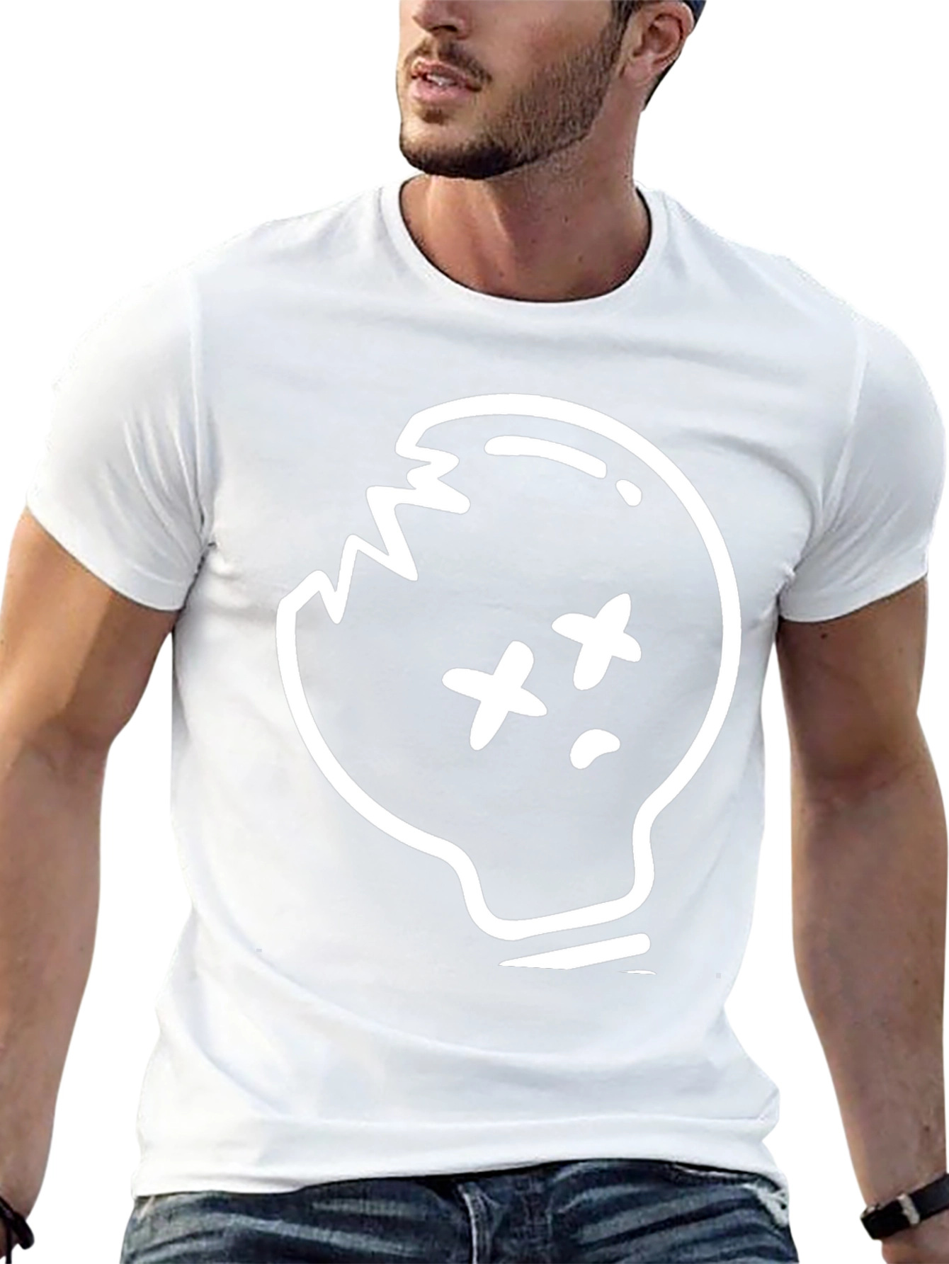 Skull Light Bulb Graphic T-Shirt - Trendy Design