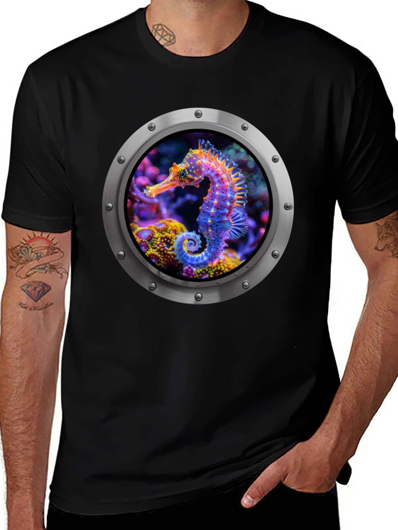Seahorse Porthole Graphic T-Shirt