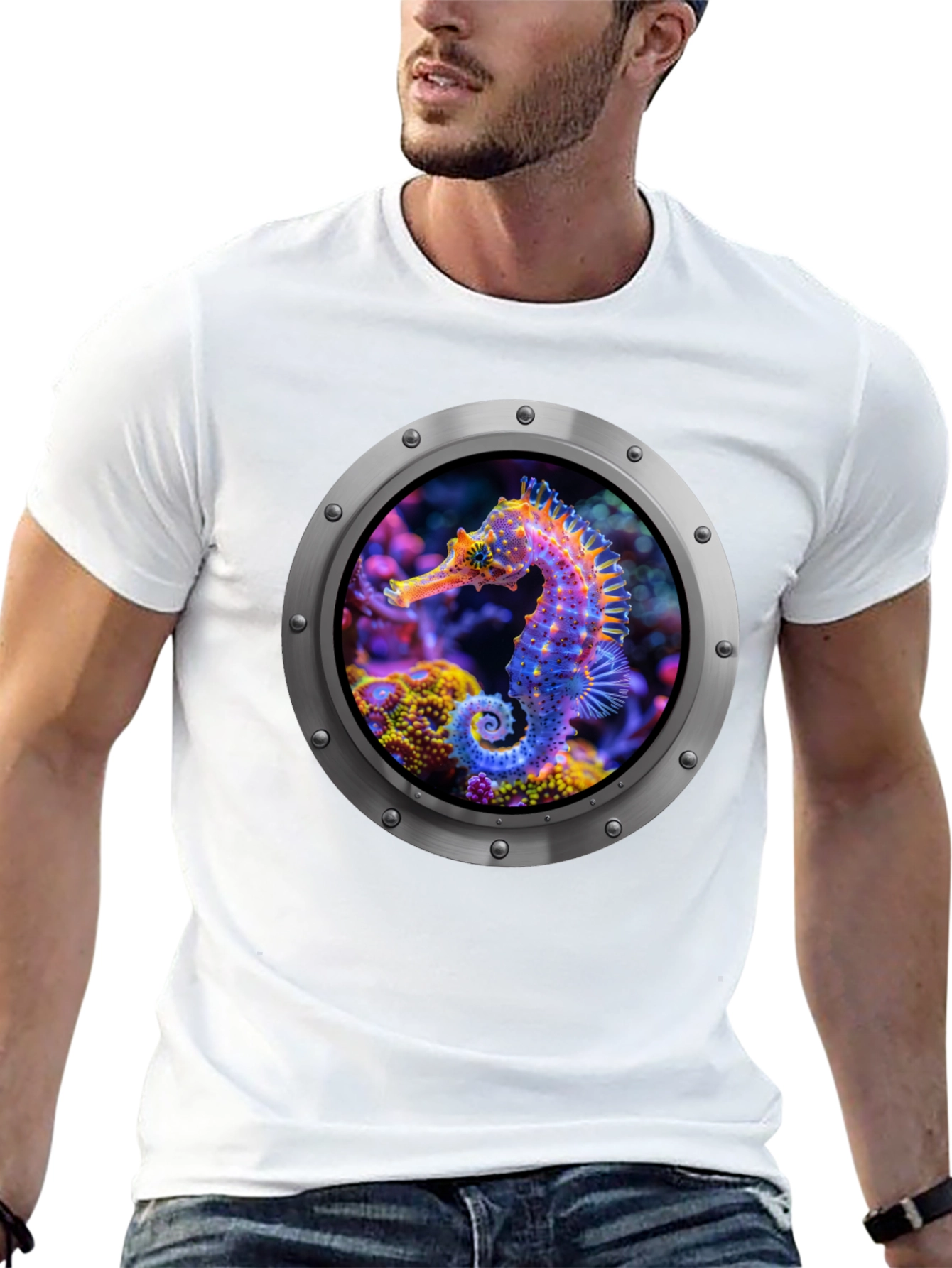 Seahorse Porthole Graphic T-Shirt