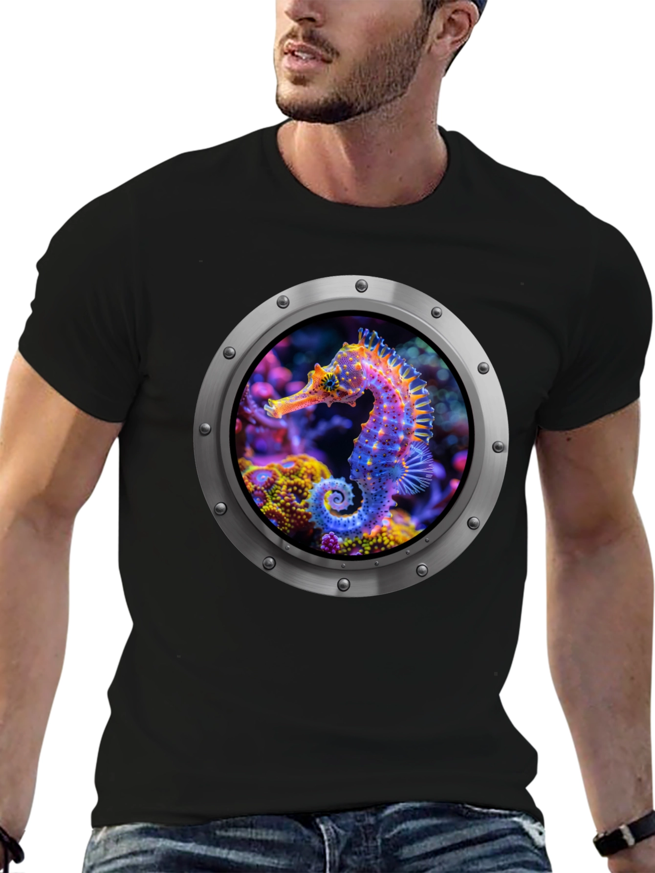 Seahorse Porthole Graphic T-Shirt
