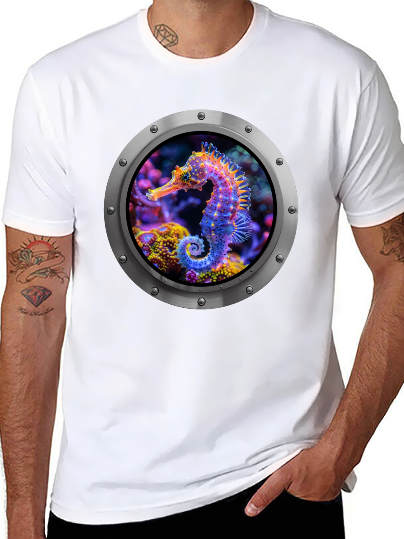 Seahorse Porthole Graphic T-Shirt