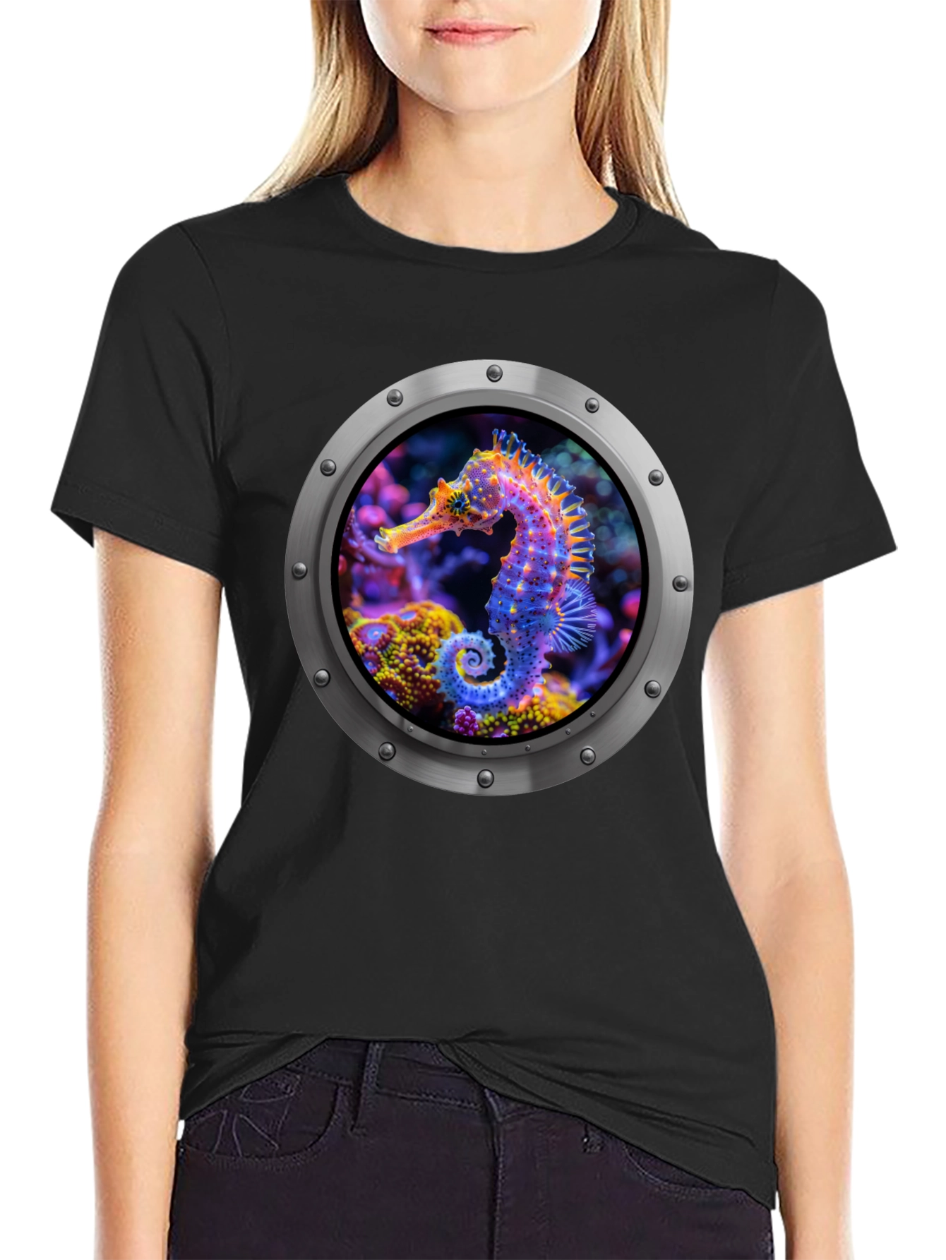 Seahorse Porthole Graphic T-Shirt