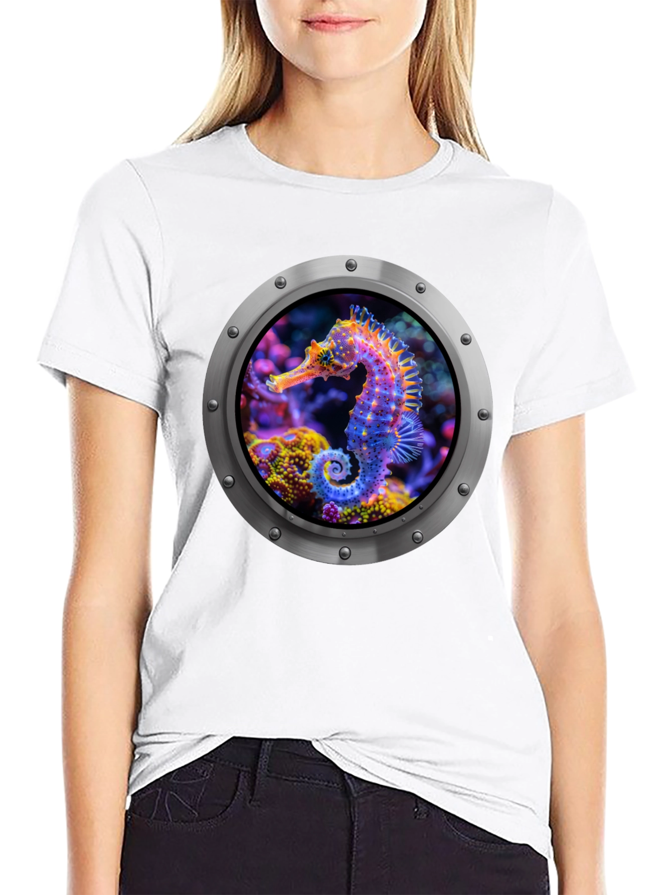 Seahorse Porthole Graphic T-Shirt
