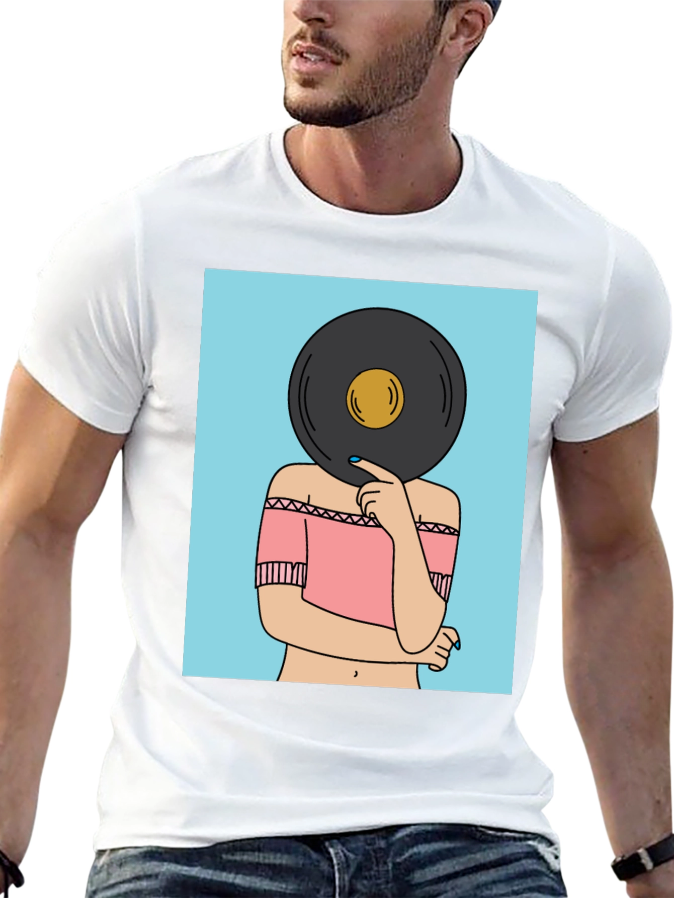 Retro Vinyl Record Head Graphic Tee