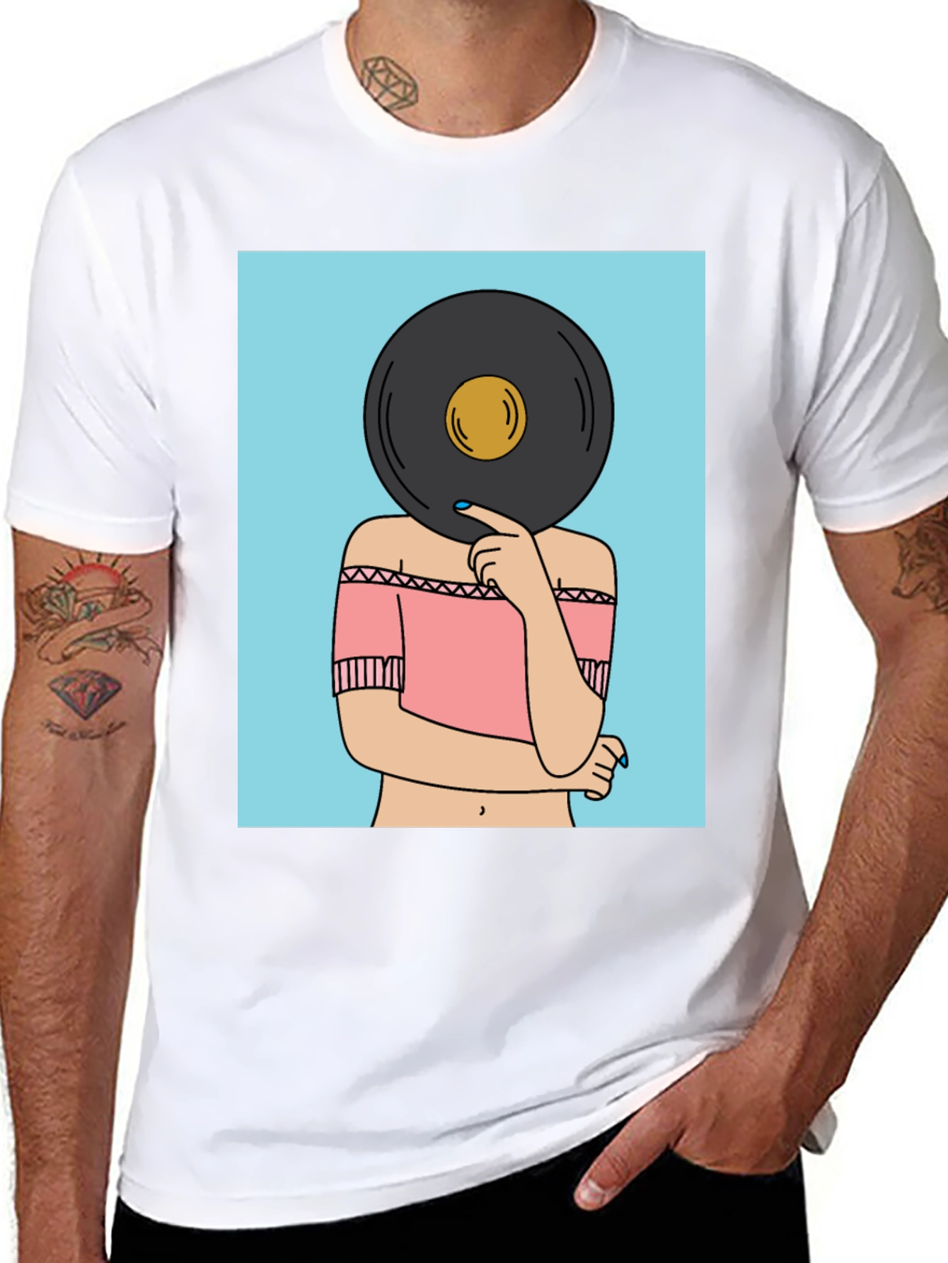 Retro Vinyl Record Head Graphic Tee