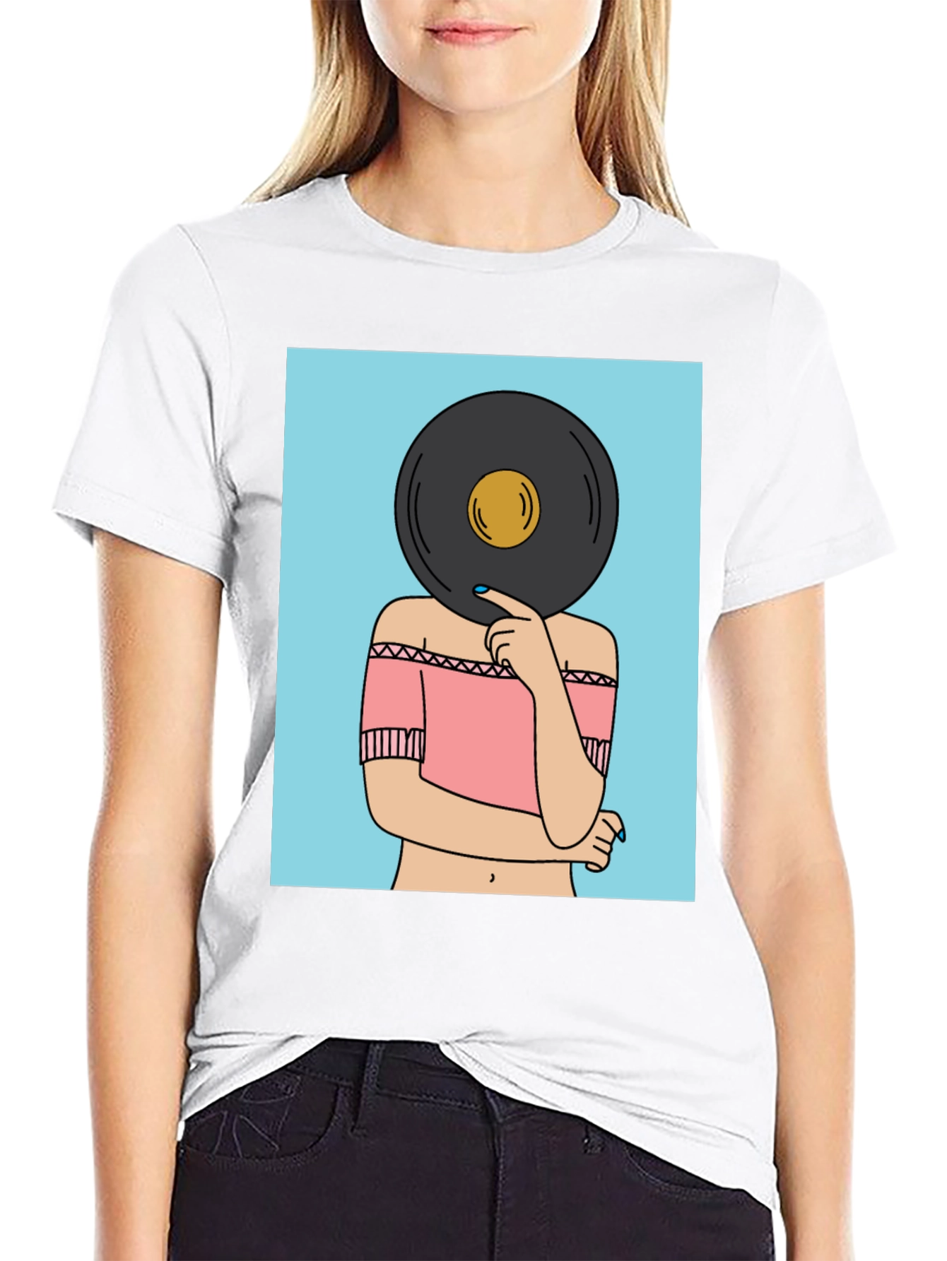 Retro Vinyl Record Head Graphic Tee