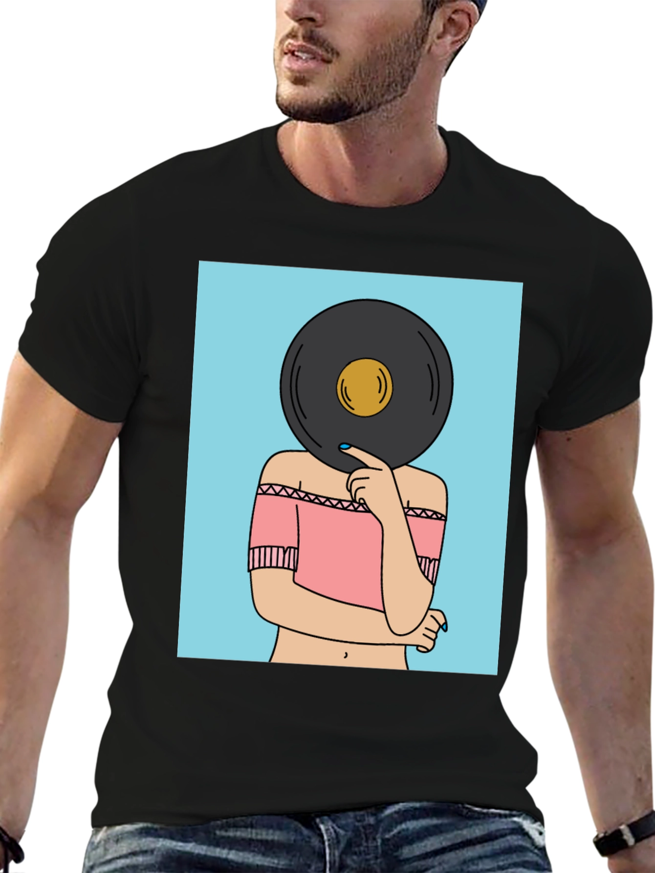 Retro Vinyl Record Head Graphic Tee