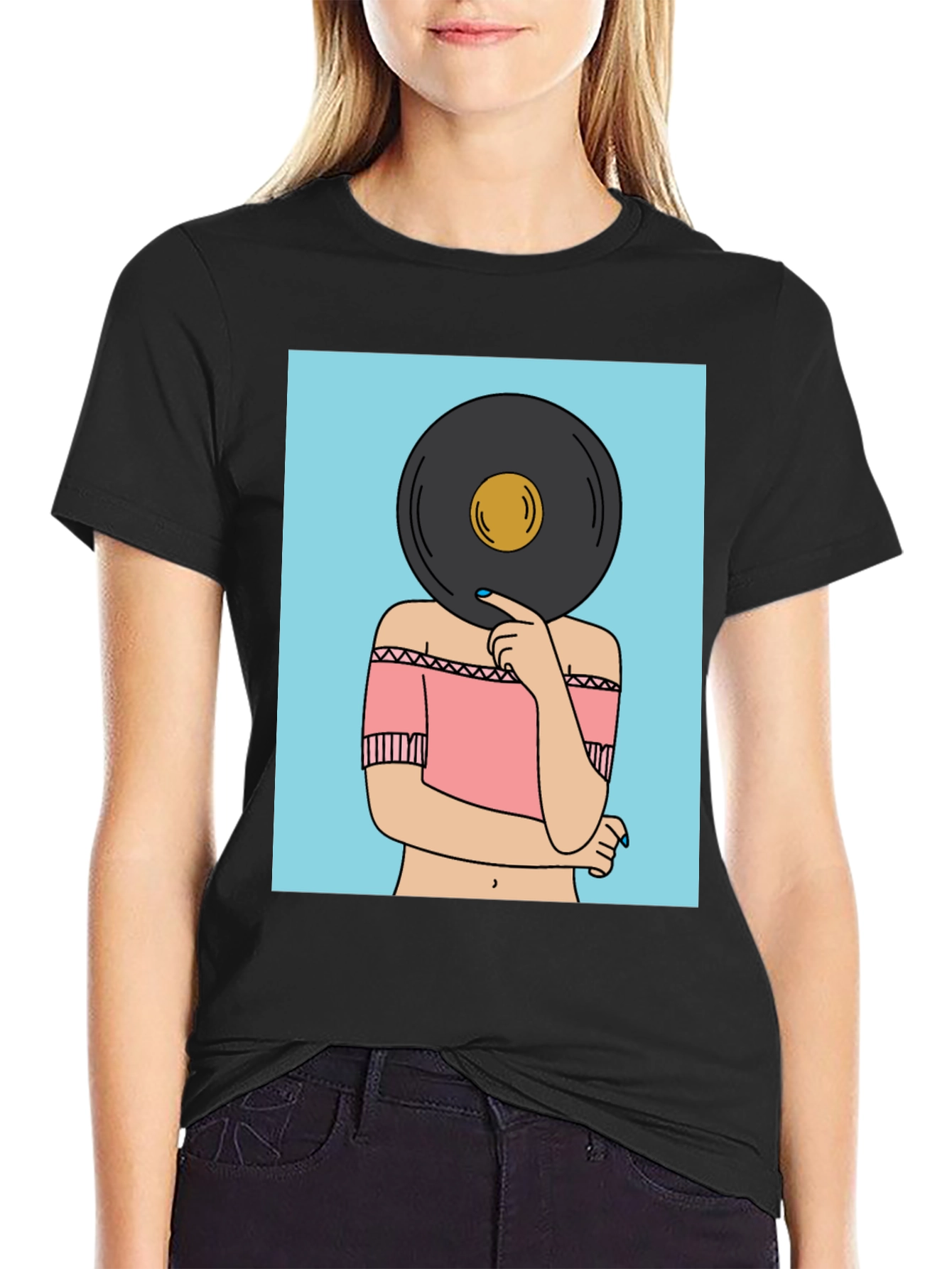 Retro Vinyl Record Head Graphic Tee