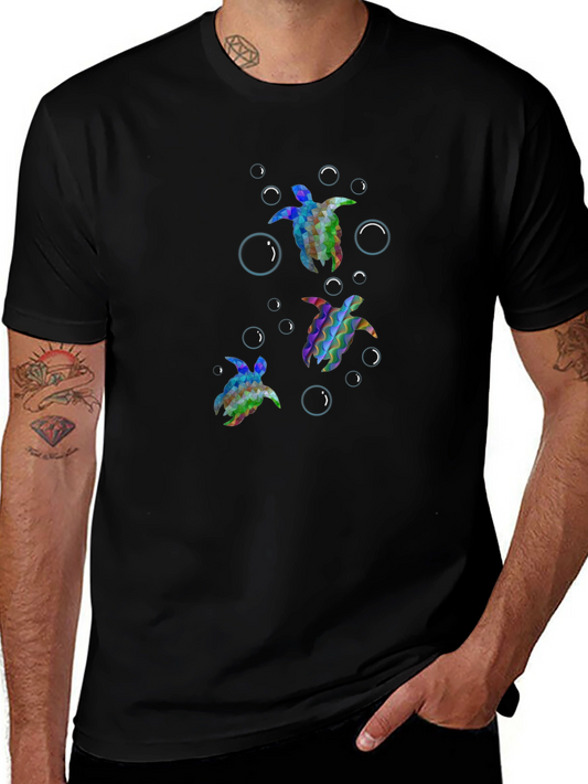 Turtle Graphic Tee - Black Cotton T-Shirt