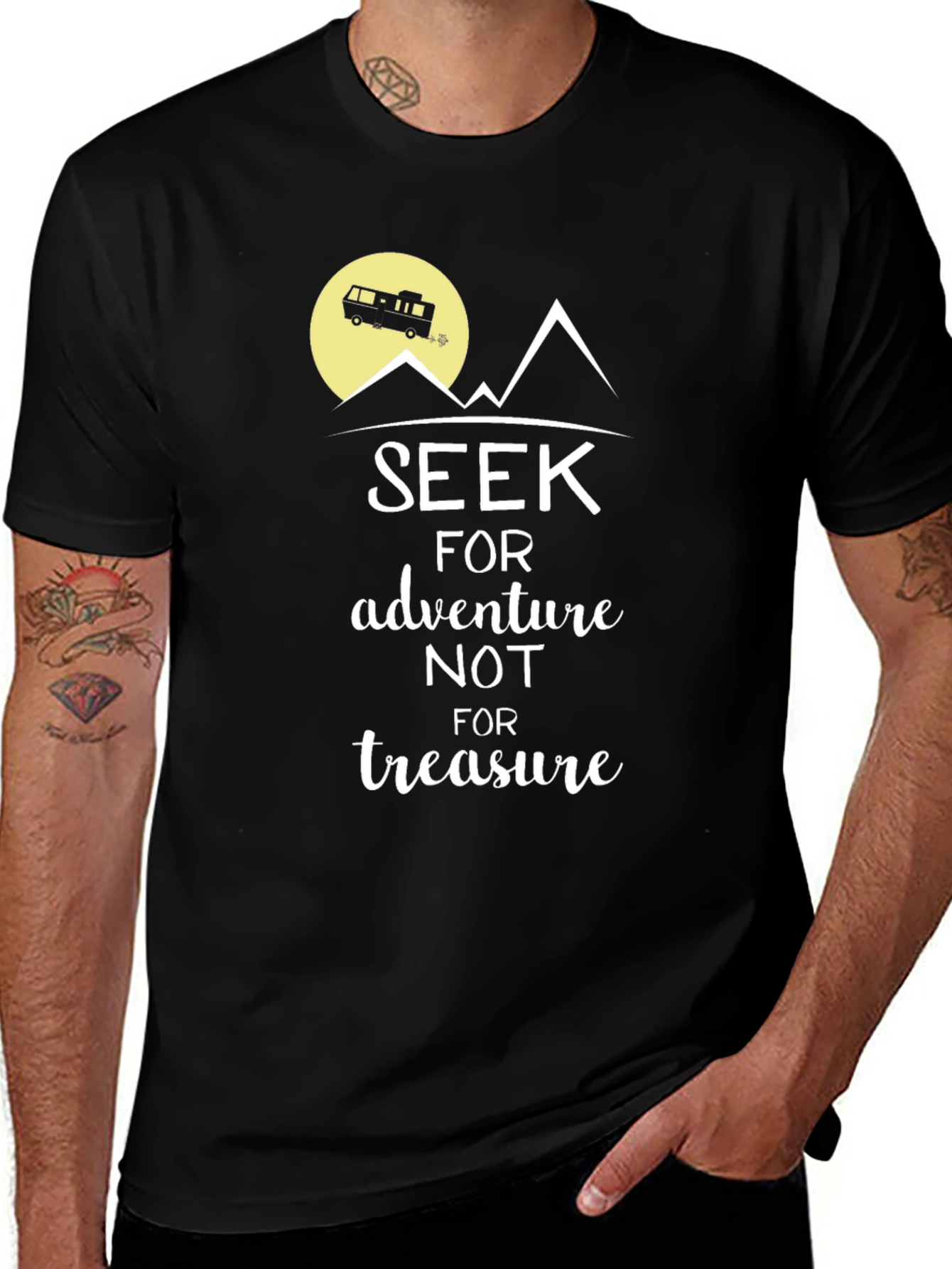 Seek Adventure Black Graphic T-Shirt