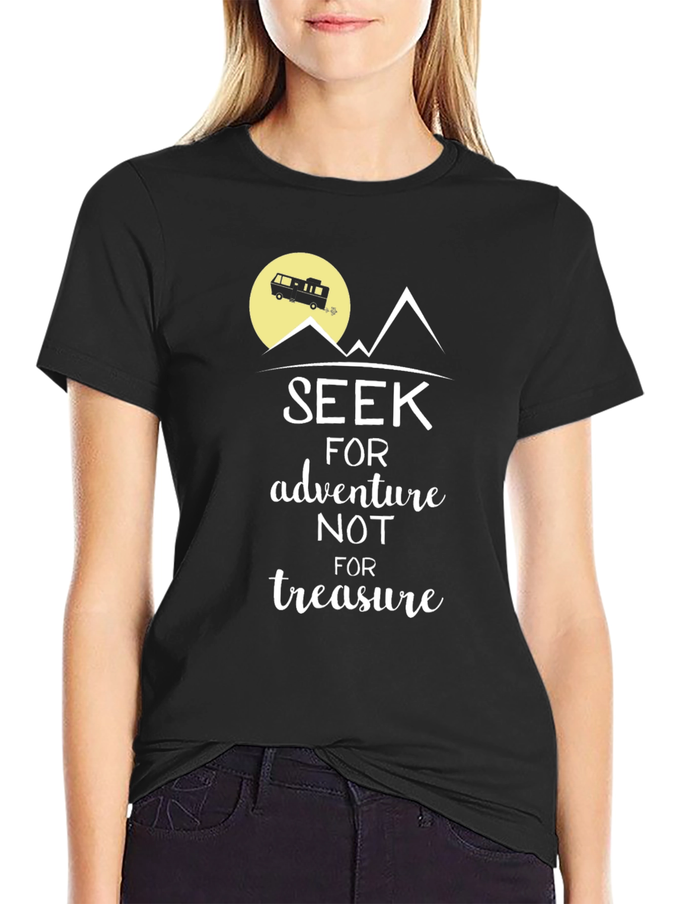 Seek Adventure Black Graphic T-Shirt