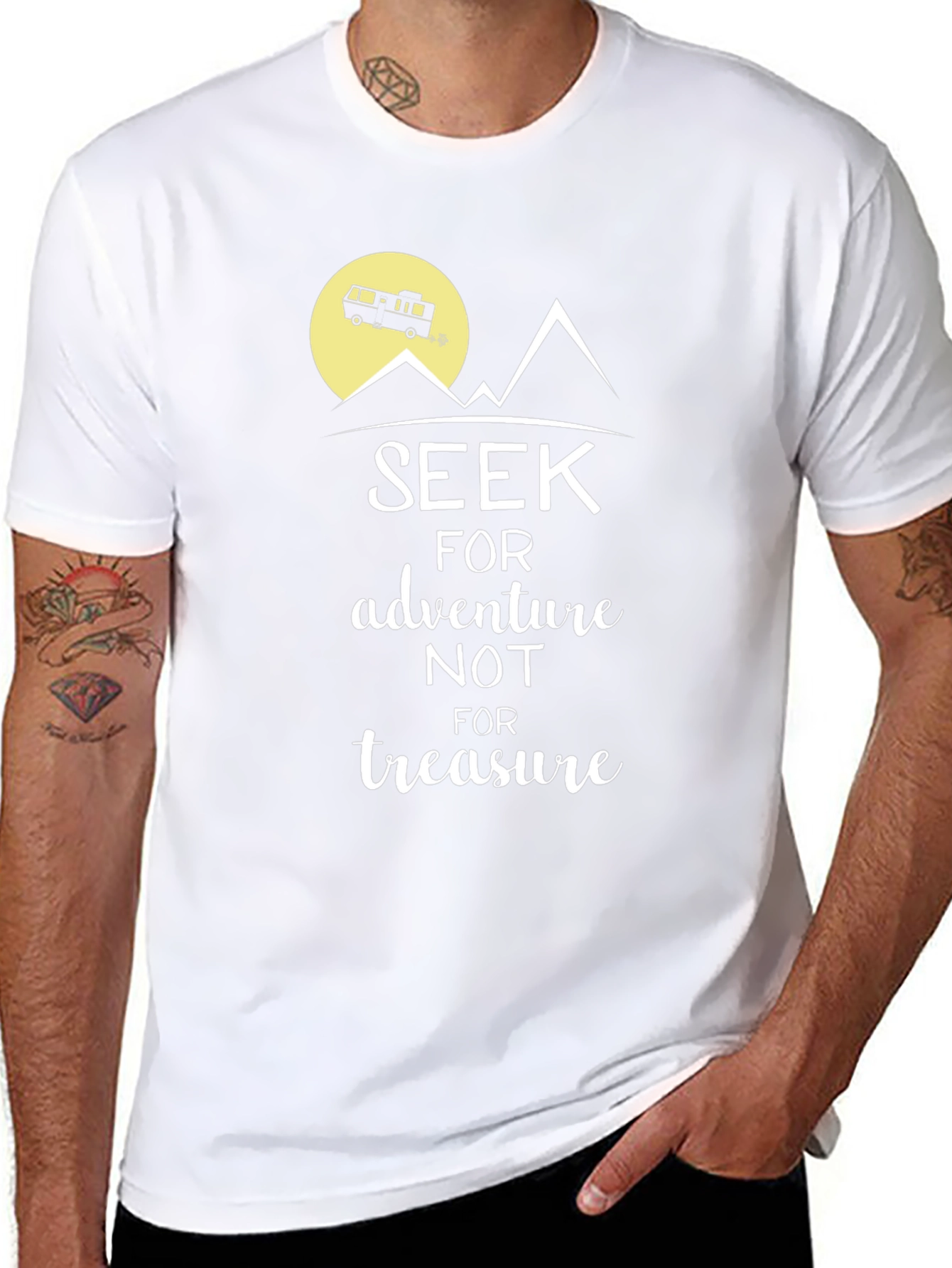 Seek Adventure Black Graphic T-Shirt