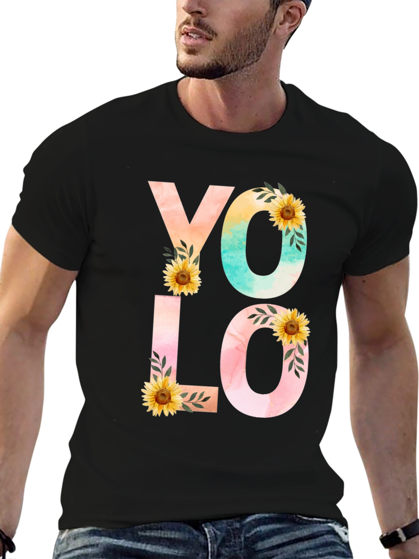 YOLO Graphic Tee - Floral Design
