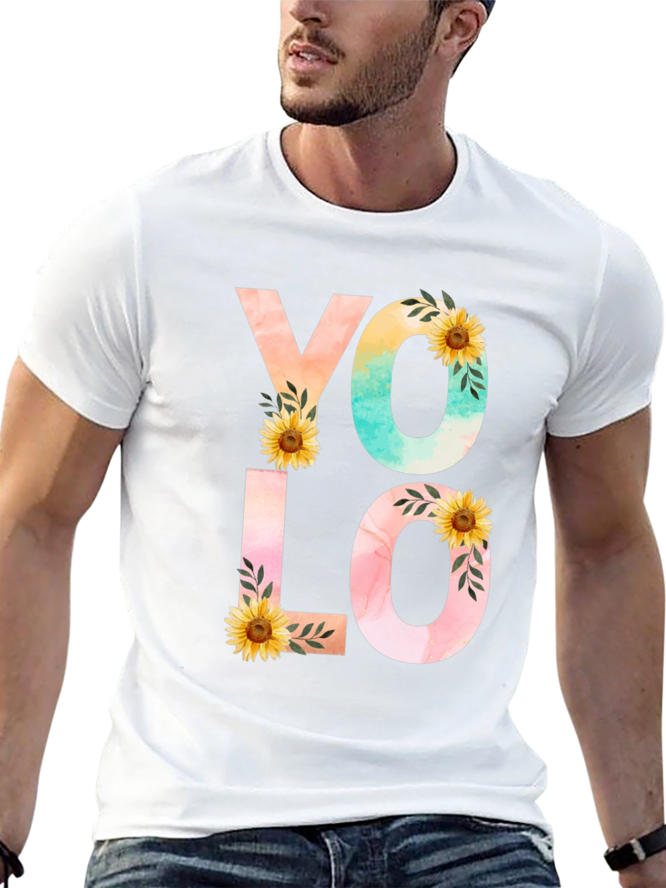 YOLO Graphic Tee - Floral Design