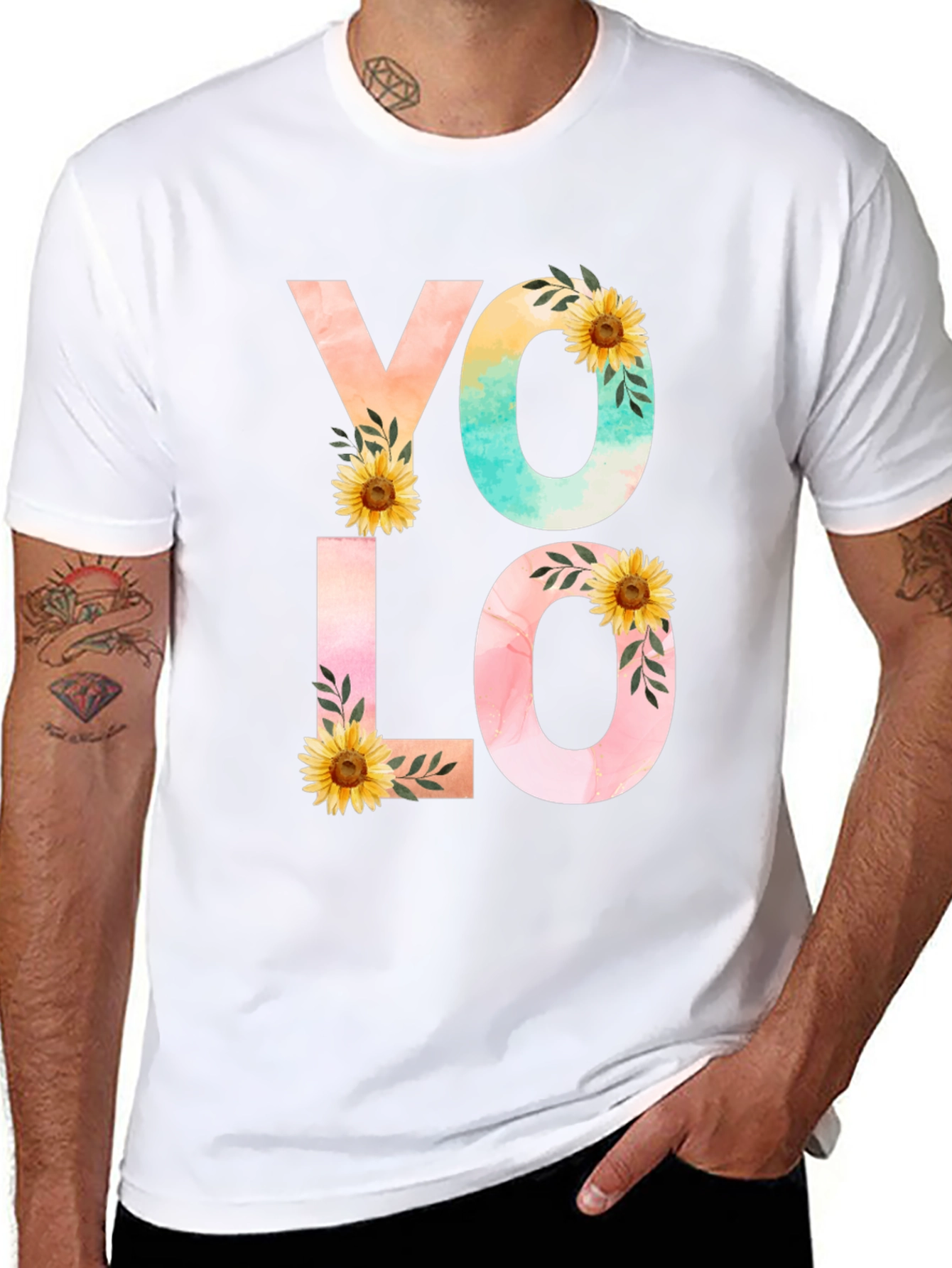 YOLO Graphic Tee - Floral Design
