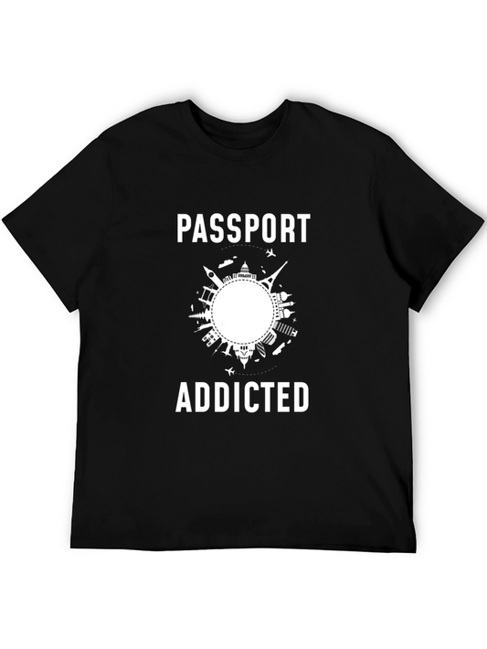 Passport Addicted Black Graphic T-Shirt