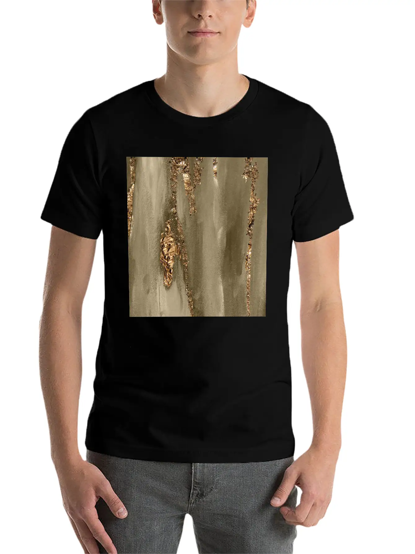 Paint Brushstrokes Gold Foil Classic Fit Graphic Tee For Daily Comfort – Unisex Cotton Shirt