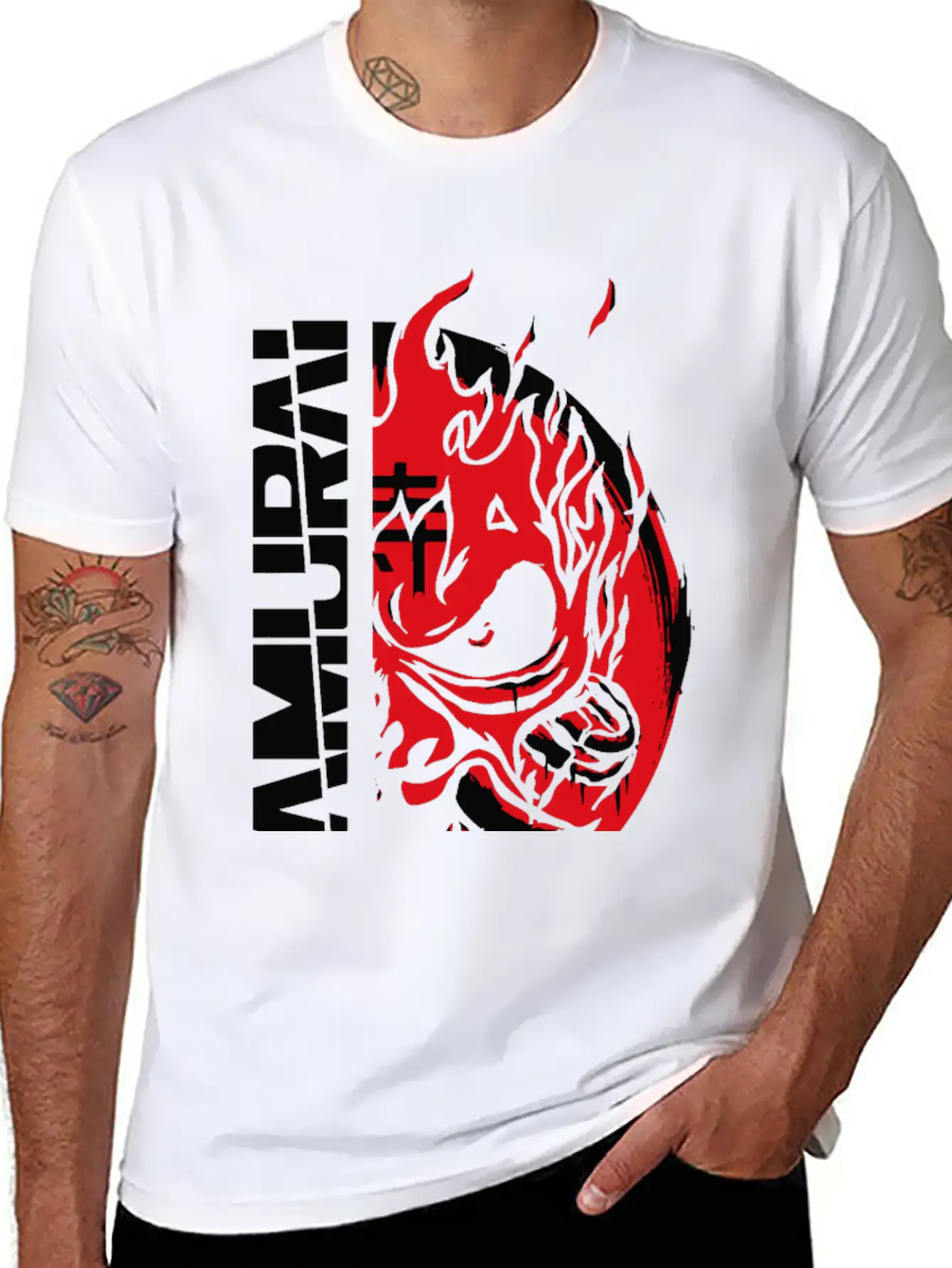 Painted Samurai Comfortable Minimalist Graphic Tee – Summer Style Essential